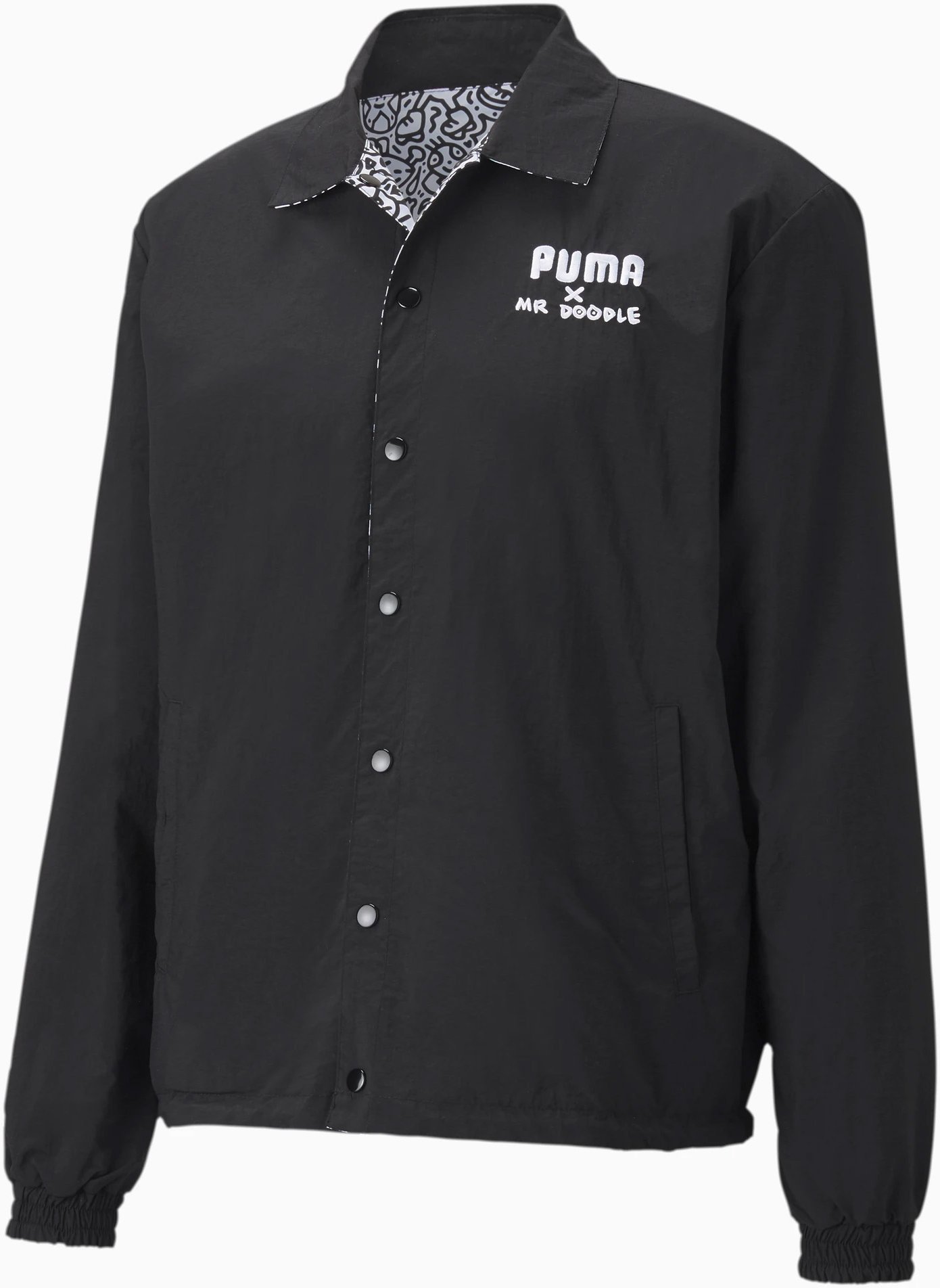 Thumbnail - Puma x Mr Doodle Reversible Herren Schwarz/Weiße Jacke