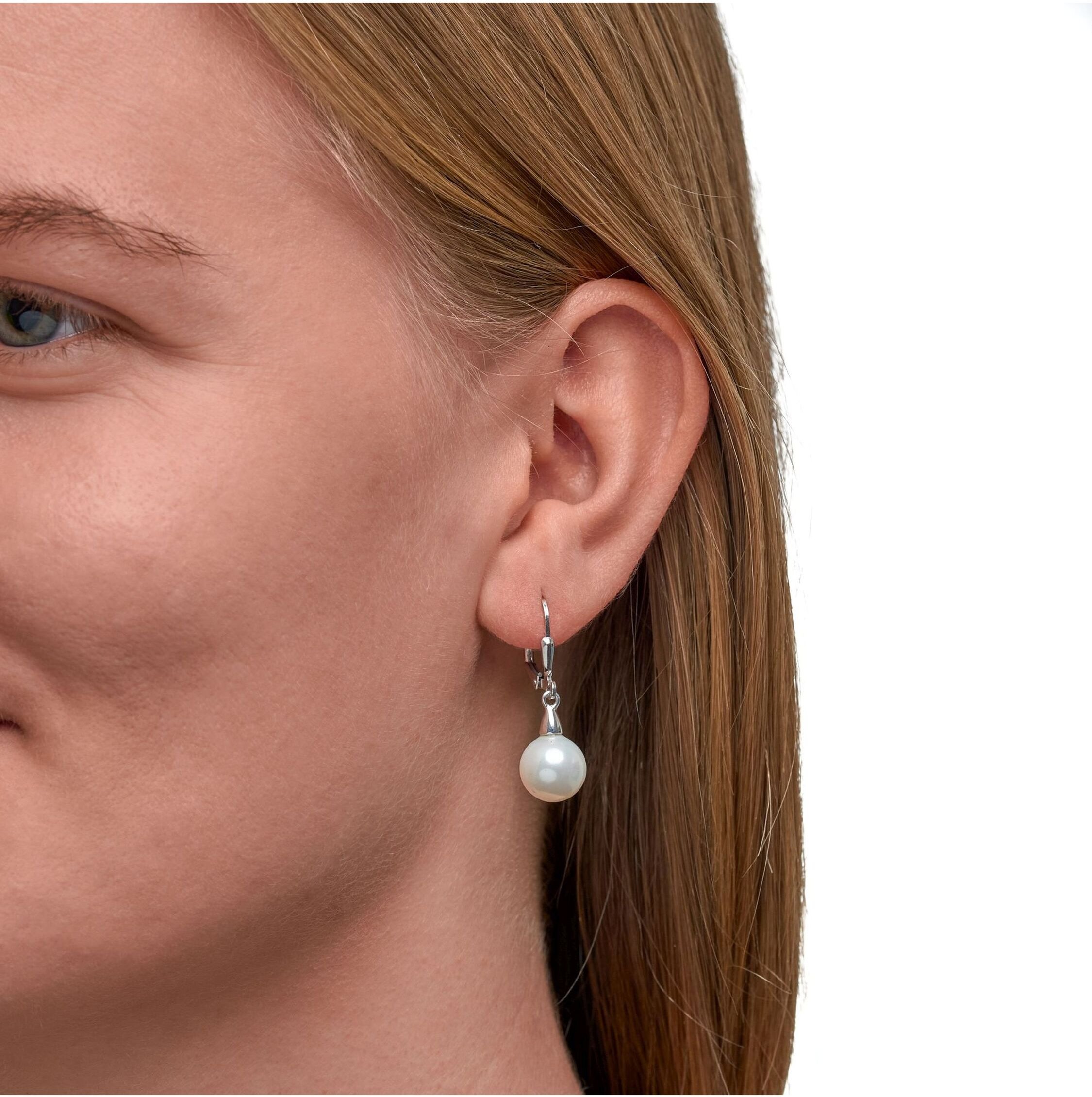 Zeeme Pearls Ohrringe Silber 925 rhodiniert mit weißer Muschelkernperle