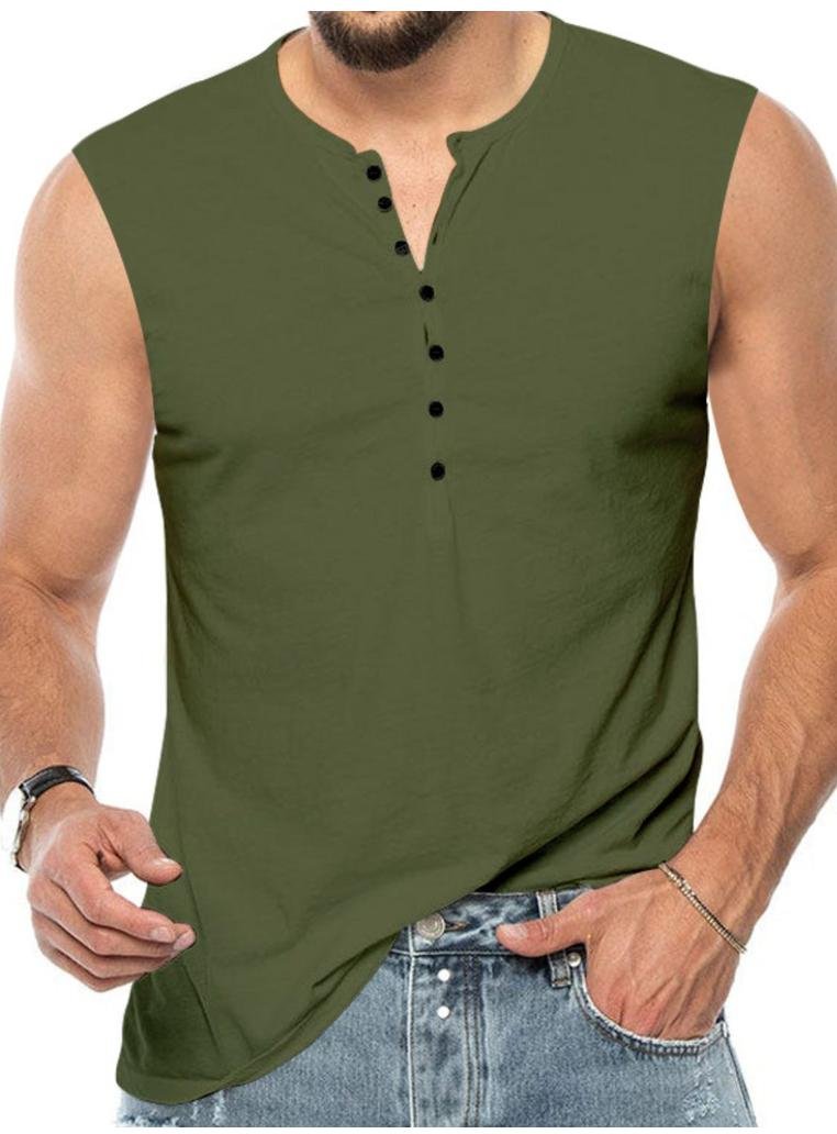 Herren Tanktop mit Knopfdetails in Übergrößen