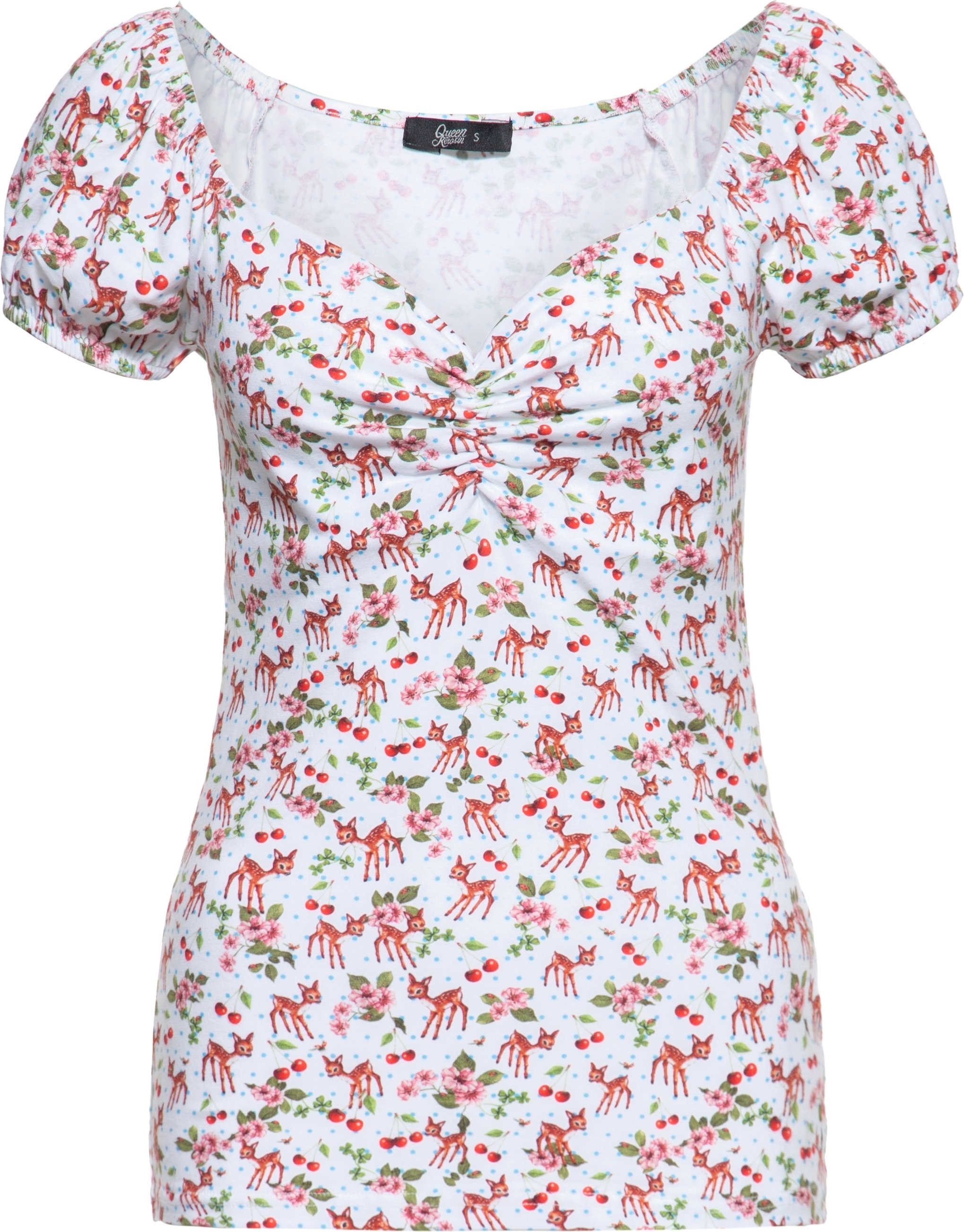 Queen Kerosin Damen T-Shirt Deer offwhite