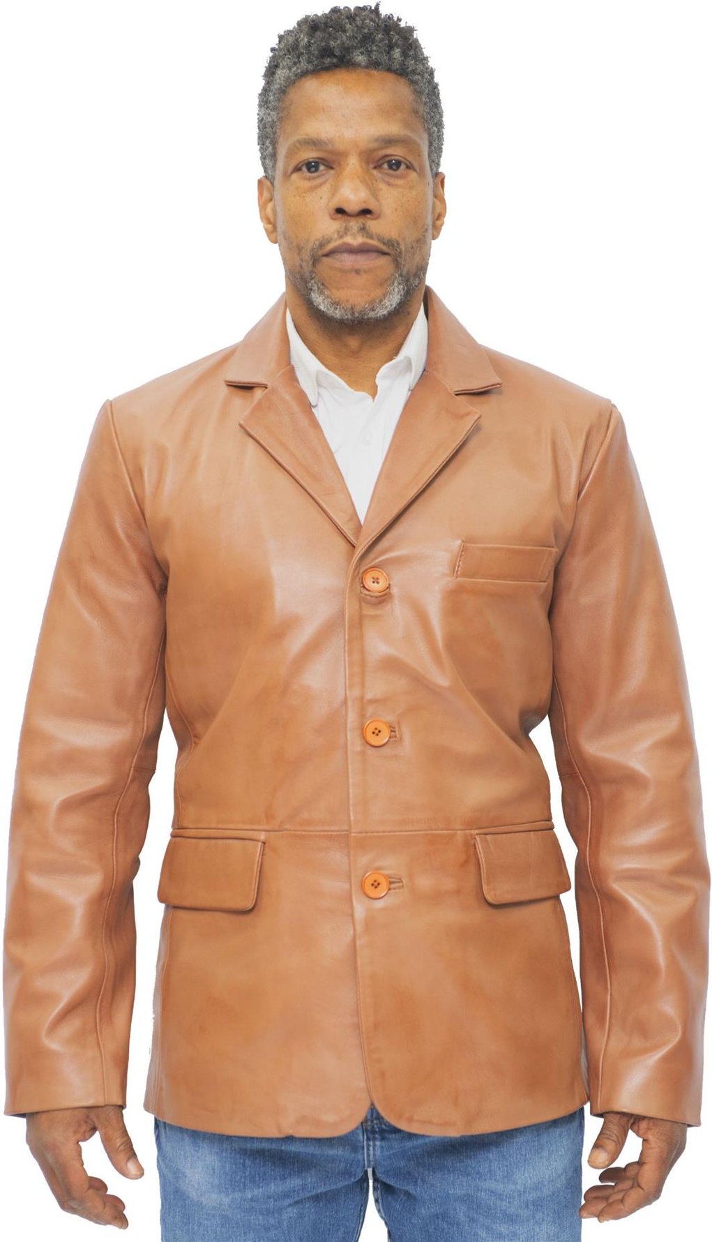 Herren-Blazer mit 3 Knöpfen aus Leder – Dubai