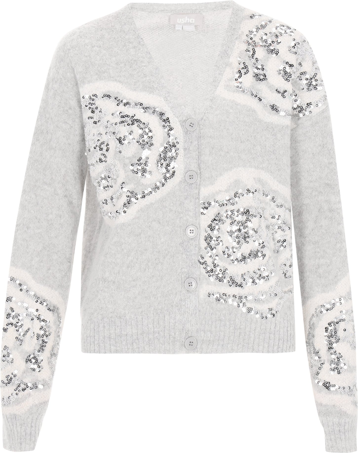 Thumbnail - usha Strickjacke Frauen grau meliert beige