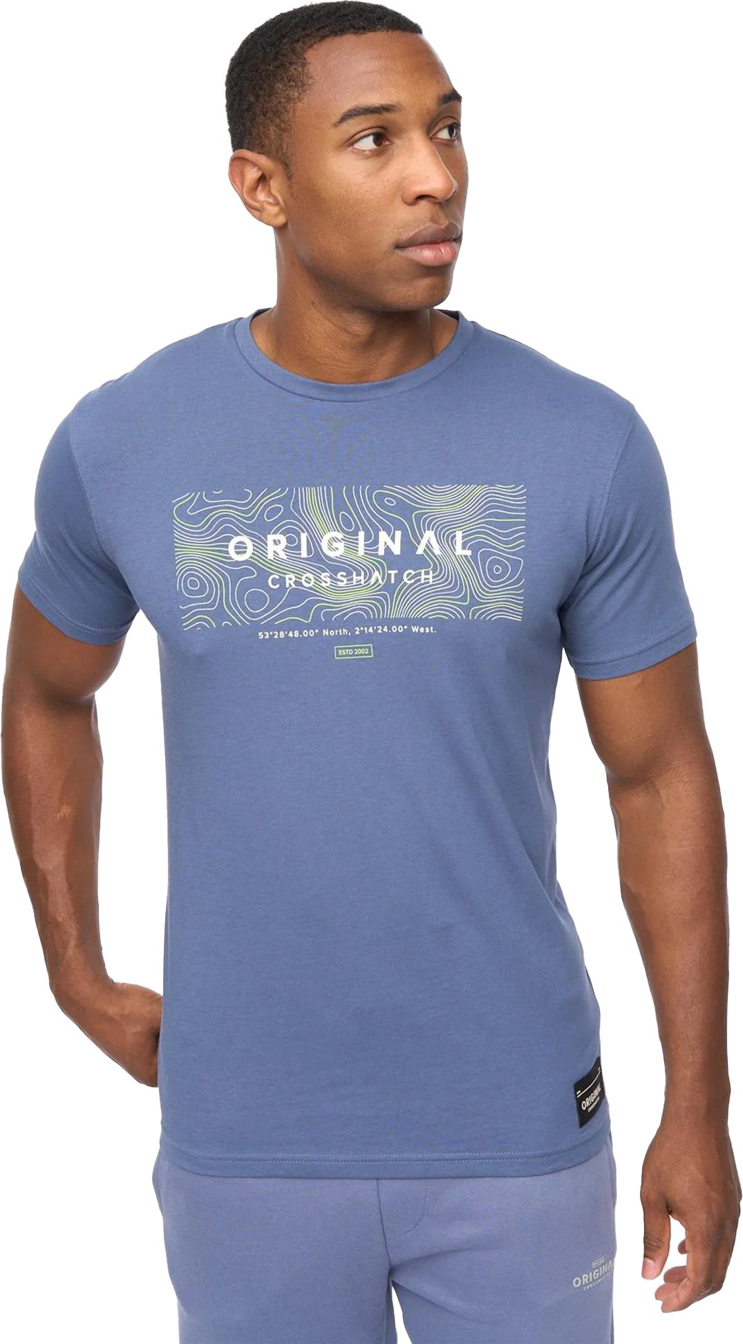 Crosshatch - "Mappedout" T-Shirt für Herren (Jeansblau)