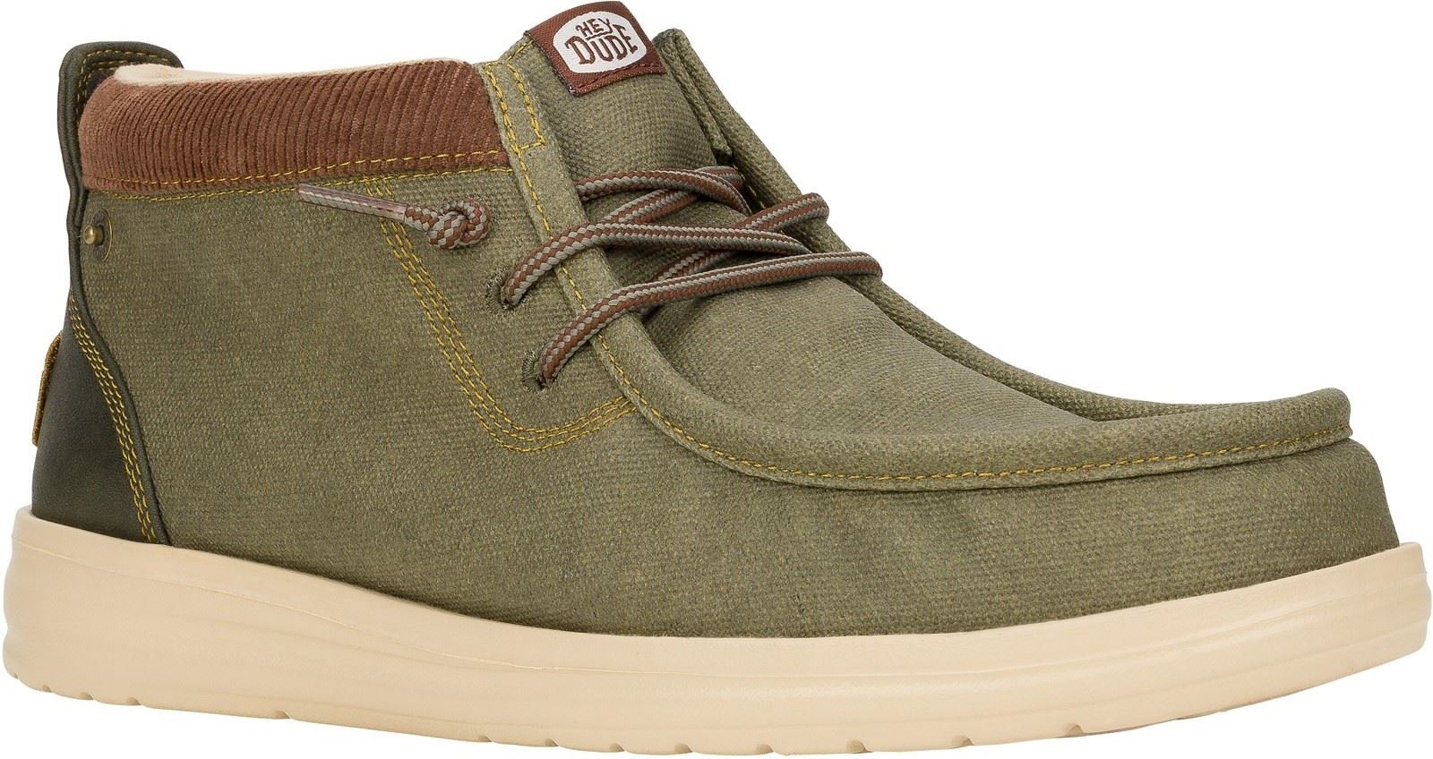 HEYDUDE Wally Mid GripR Canvas Herren Stiefel staubig oliv