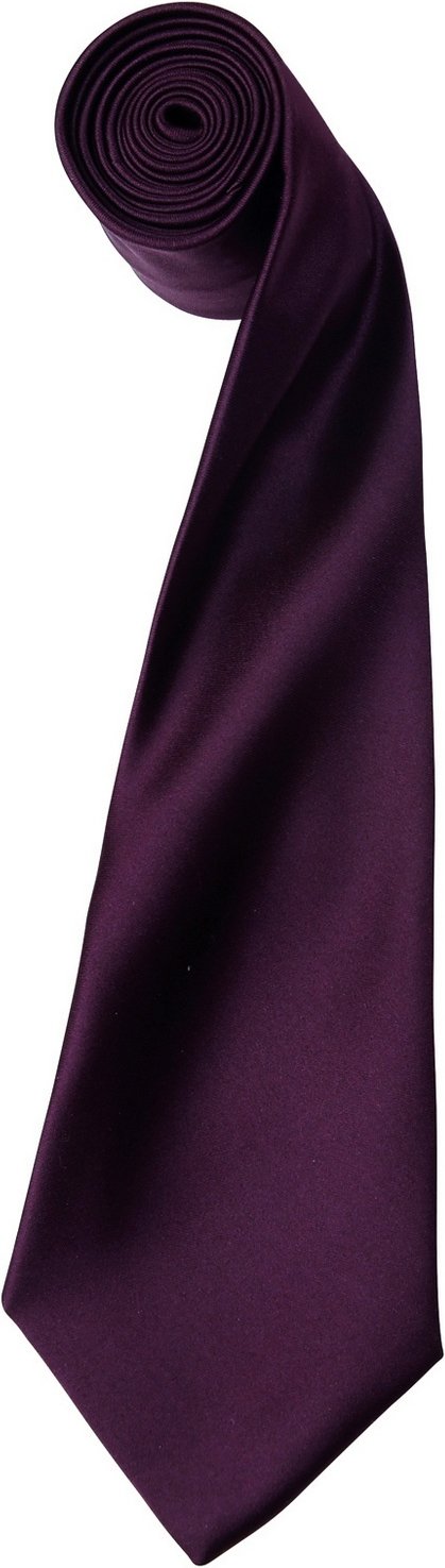 Premier Herrenkrawatte aus Satin (schmales Blatt) (Aubergine)