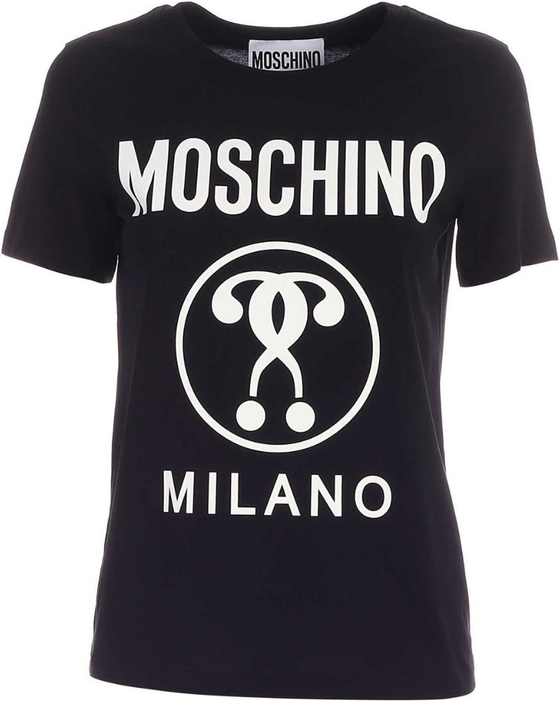 Moschino - Schwarzes T-shirt Mit Doppeltem Fragezeichen