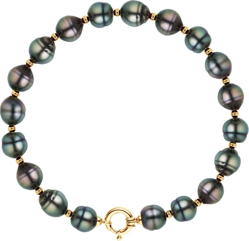 DIADEMA - Armband - Echte Tahiti-Perlen - Regenbogen - Gelbgold