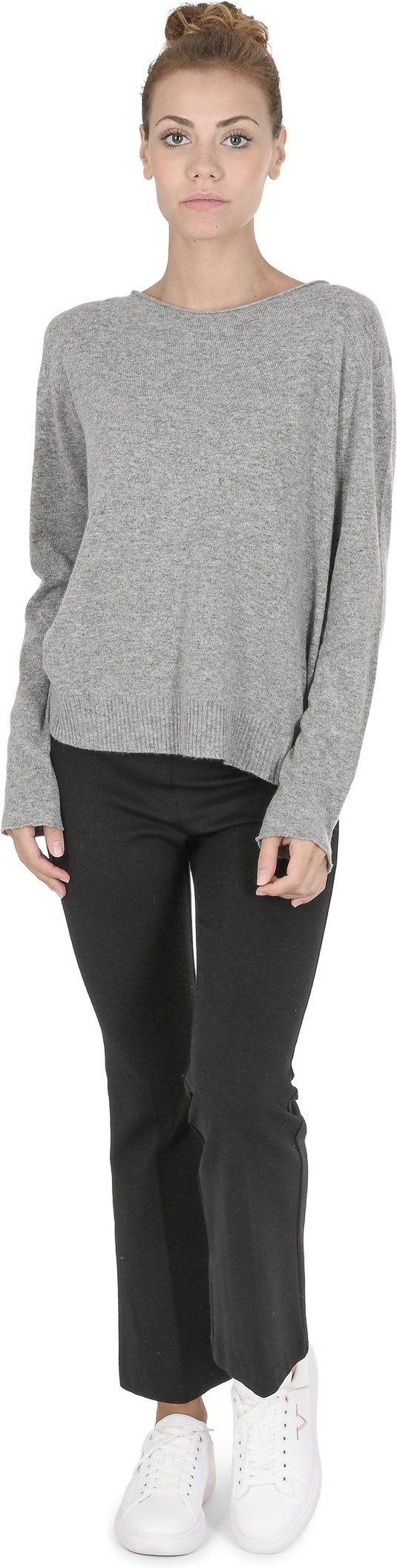 Crown Of Edinburgh Cashmere Übergroßer Pullover© mit Bateau-Kragen Für Frauen Coe 008 Pewter Grey