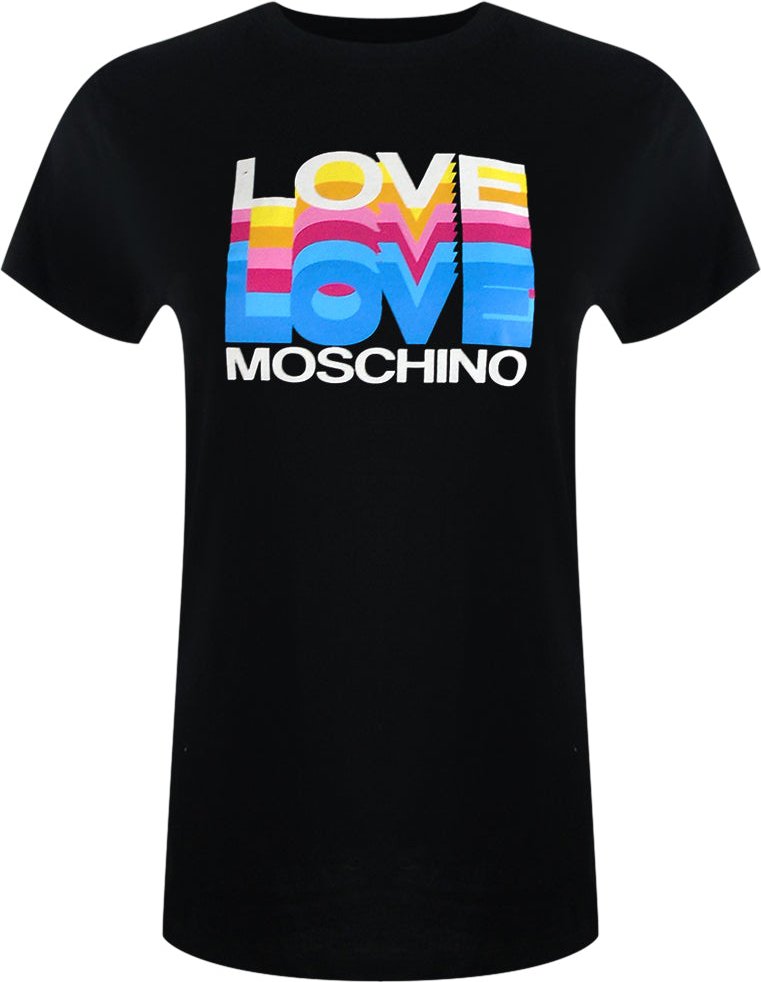 Moschino Layered Logo Schwarzes T-shirt