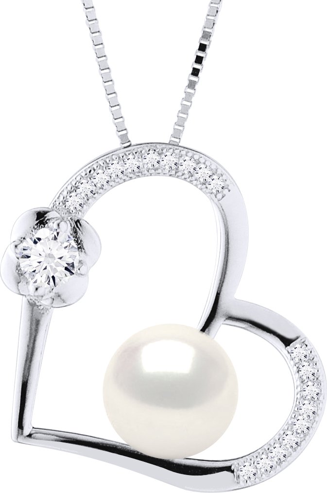 LOVE Halskette Süßwasserperle 8-9mm Weiß 925