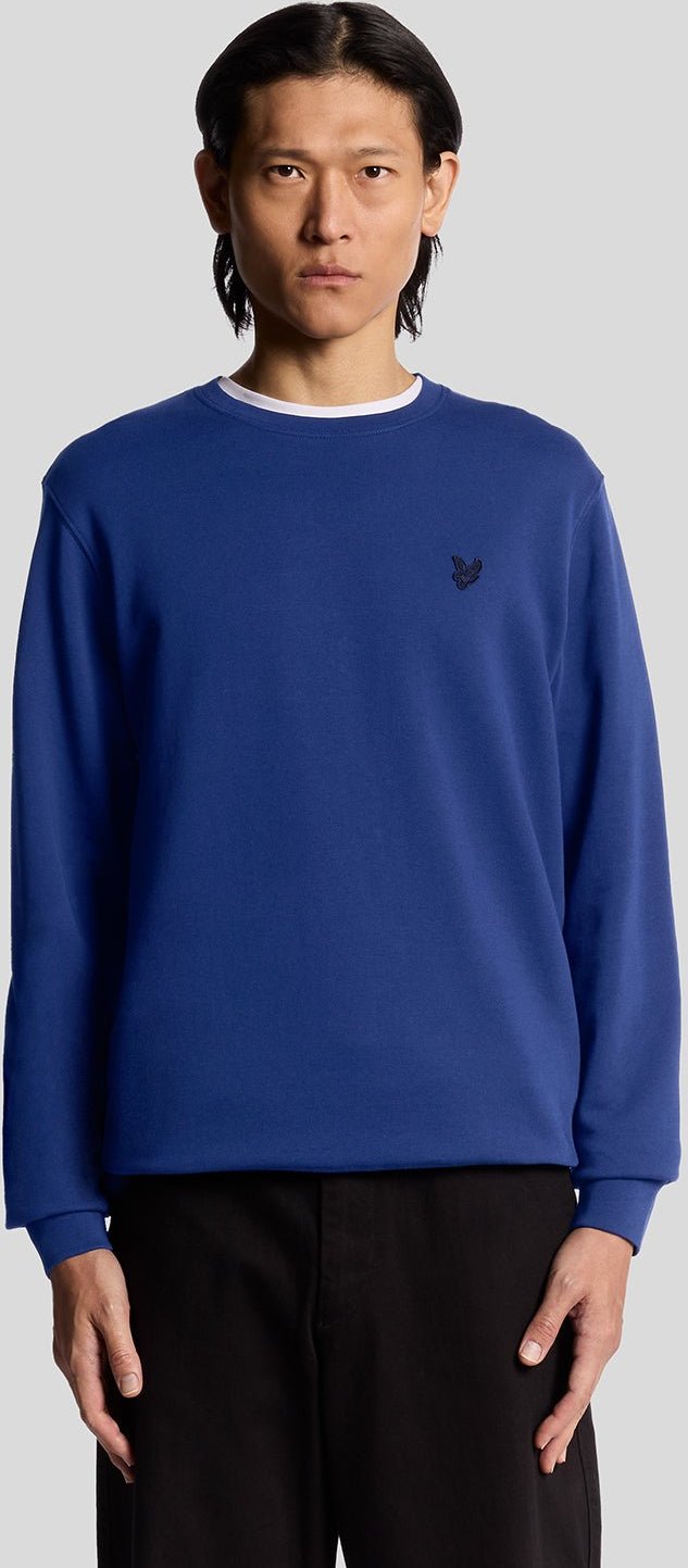 Lyle & Scott Sweatshirt aus superfeiner Baumwolle mit Rundhalsausschnitt – Blau