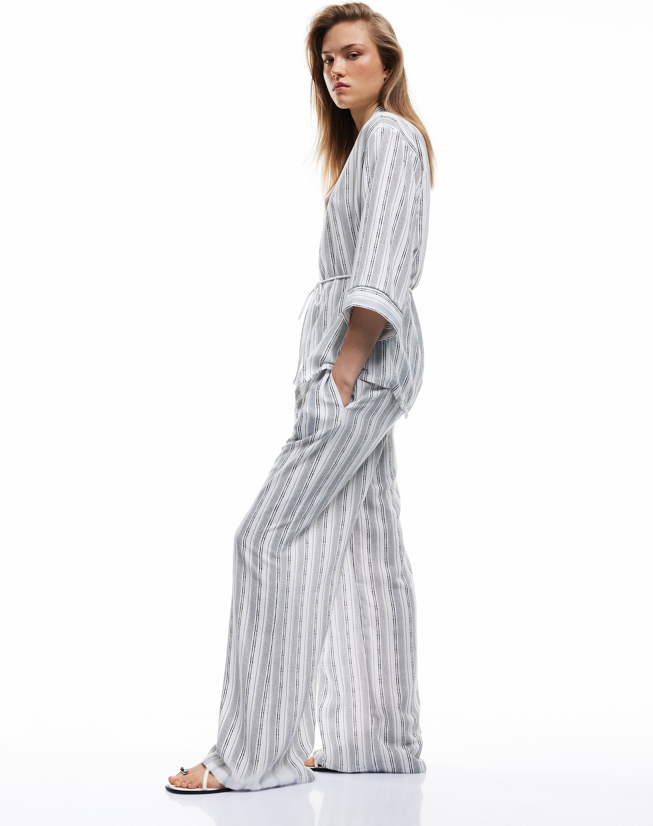 Koton HOSEN Koton Gestreifte Palazzo-Hose mit Taschen