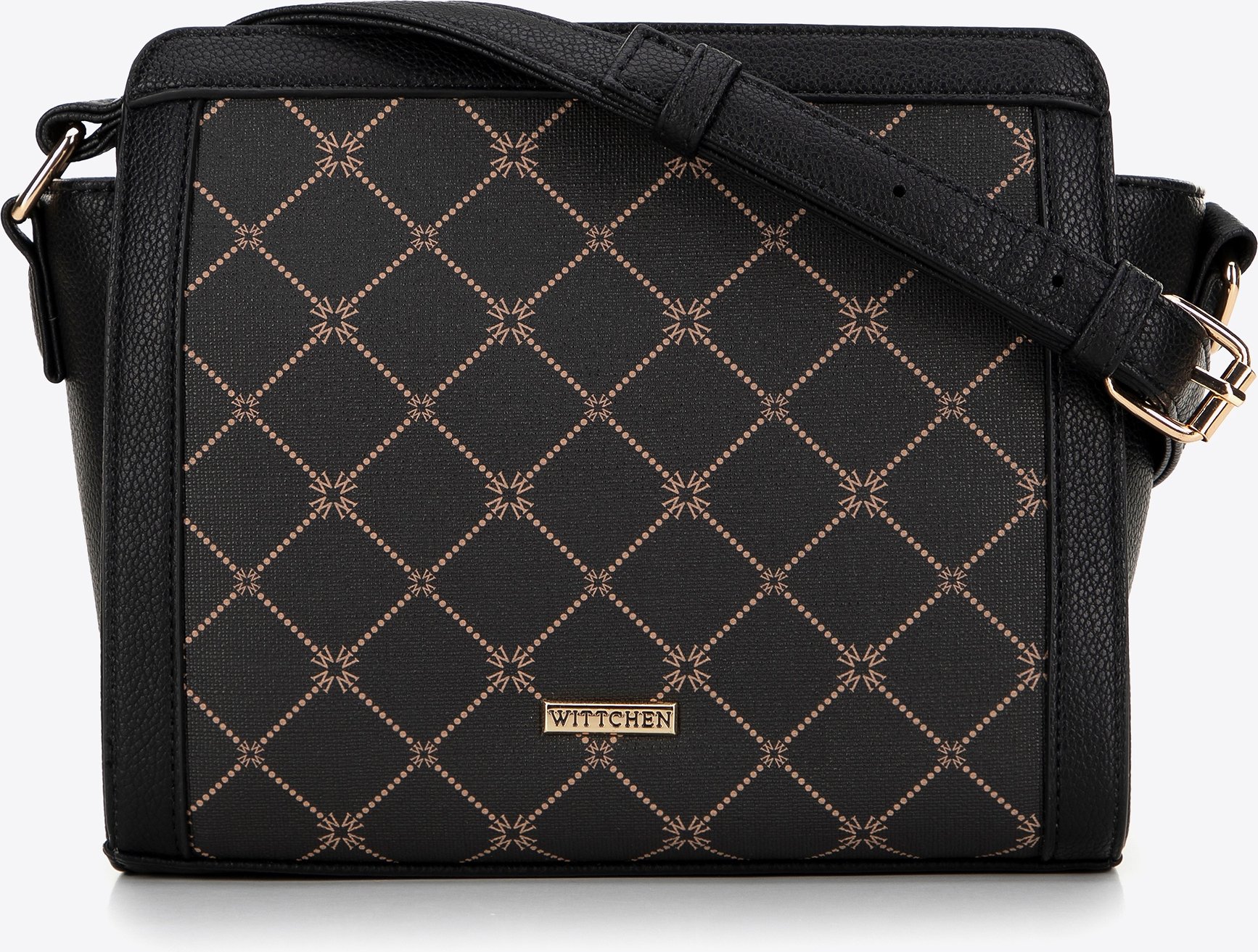 Wittchen Damen-Umhängetasche aus schwarzem Monogram-Leder