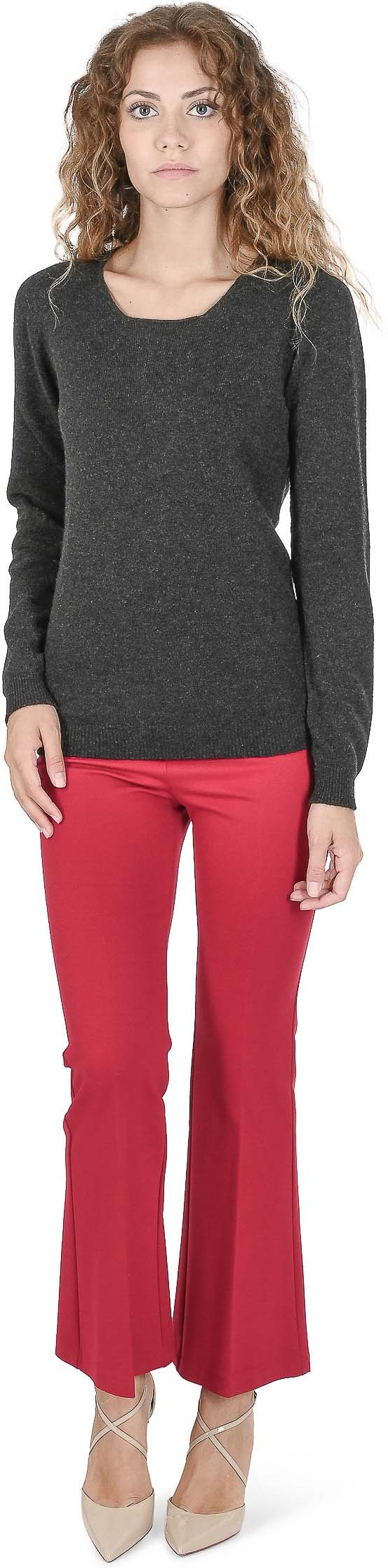 Crown Of Edinburgh Cashmere Pull à Col Carré Pour Femme Coe 0024 Gris Fer