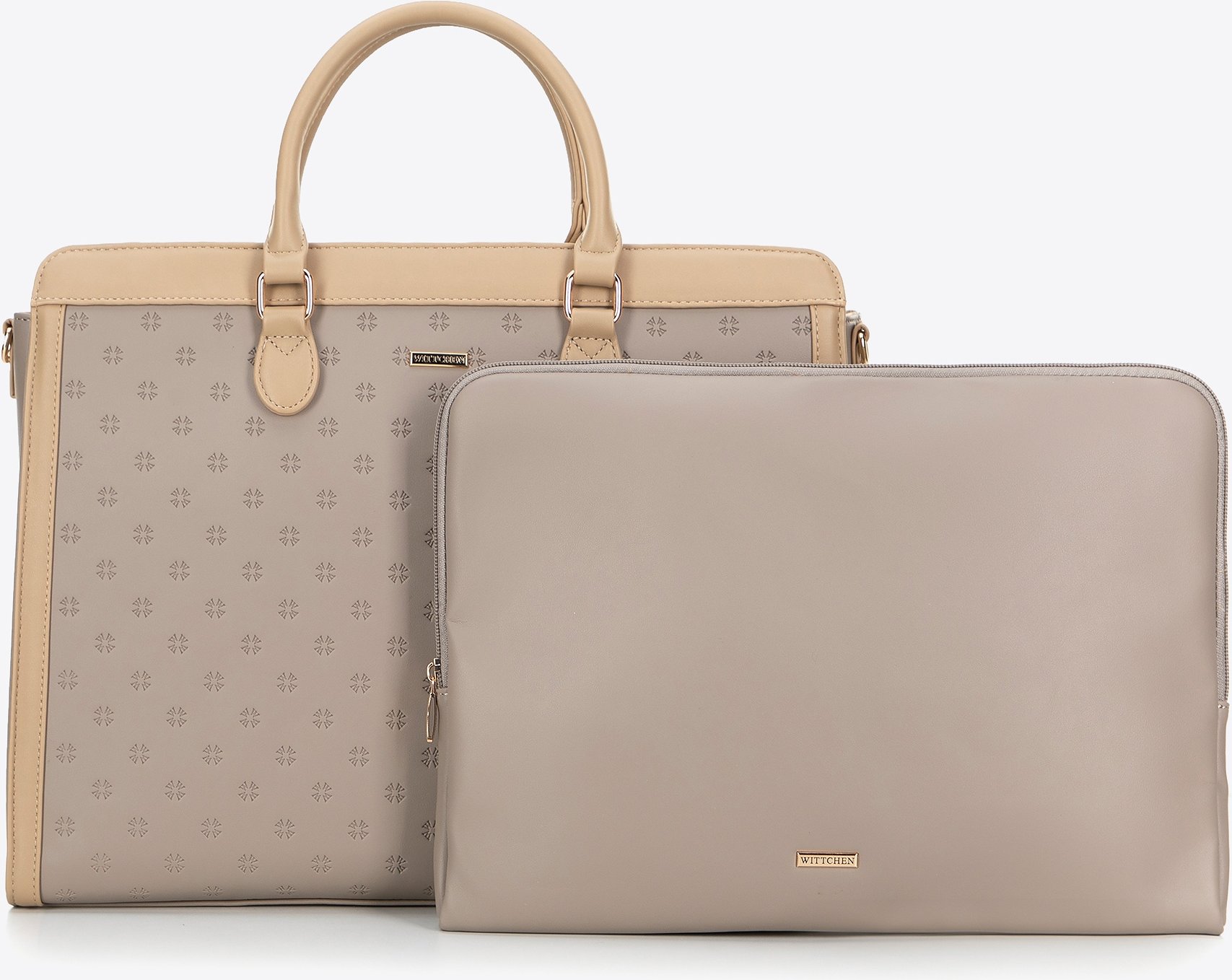 Wittchen Damen-Tasche mit 15, 6-Zoll-Laptopfach, beige, Öko-Leder