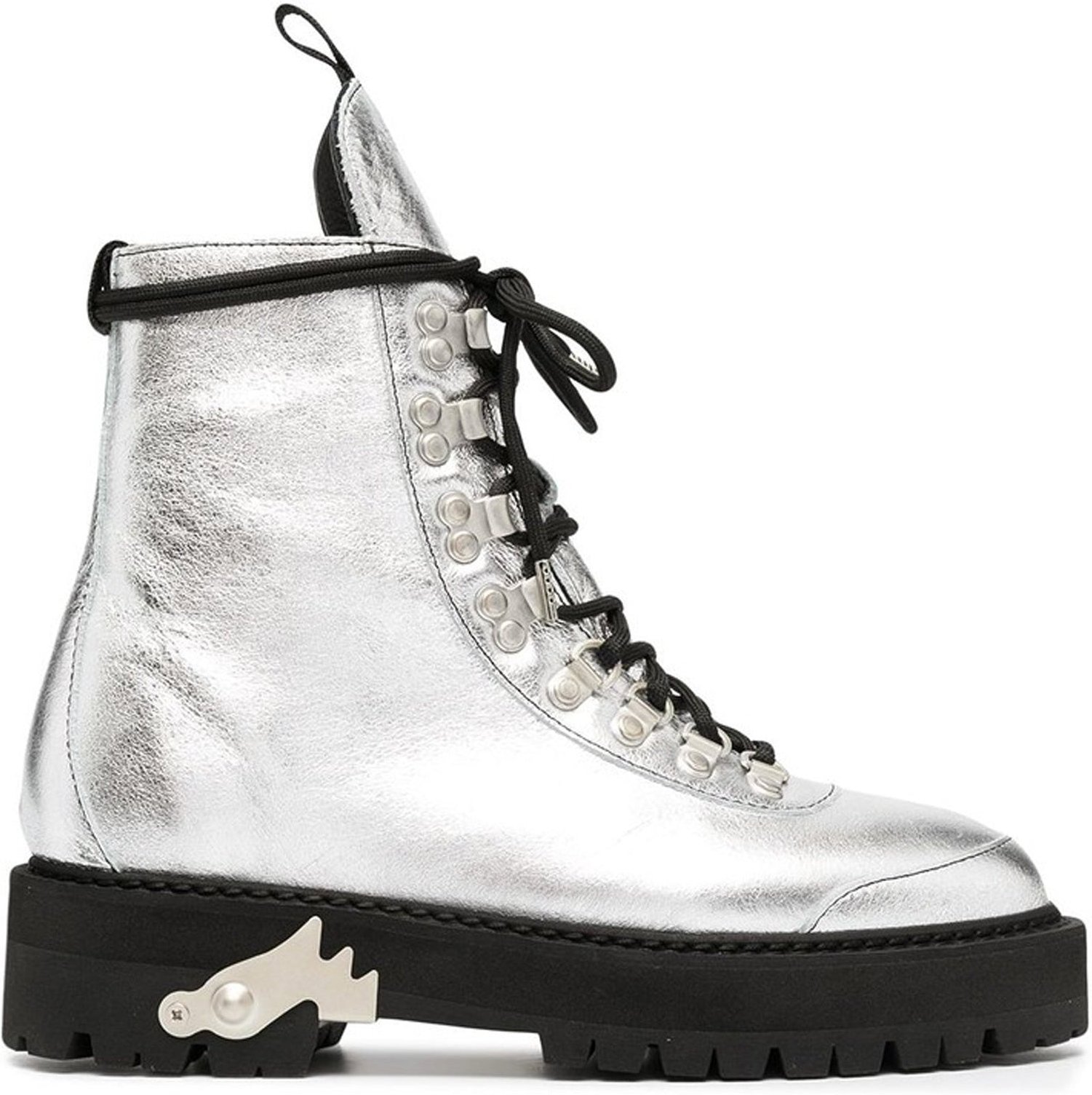 Off-White Metallic-Finish Ankle Boots