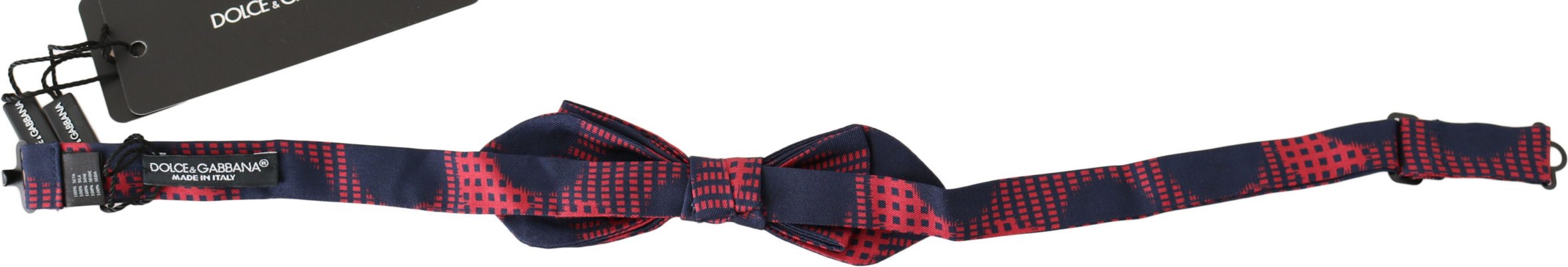 Dolce & Gabbana Red Checkered 100% Silk Adjustable Men's Neck Bow tie