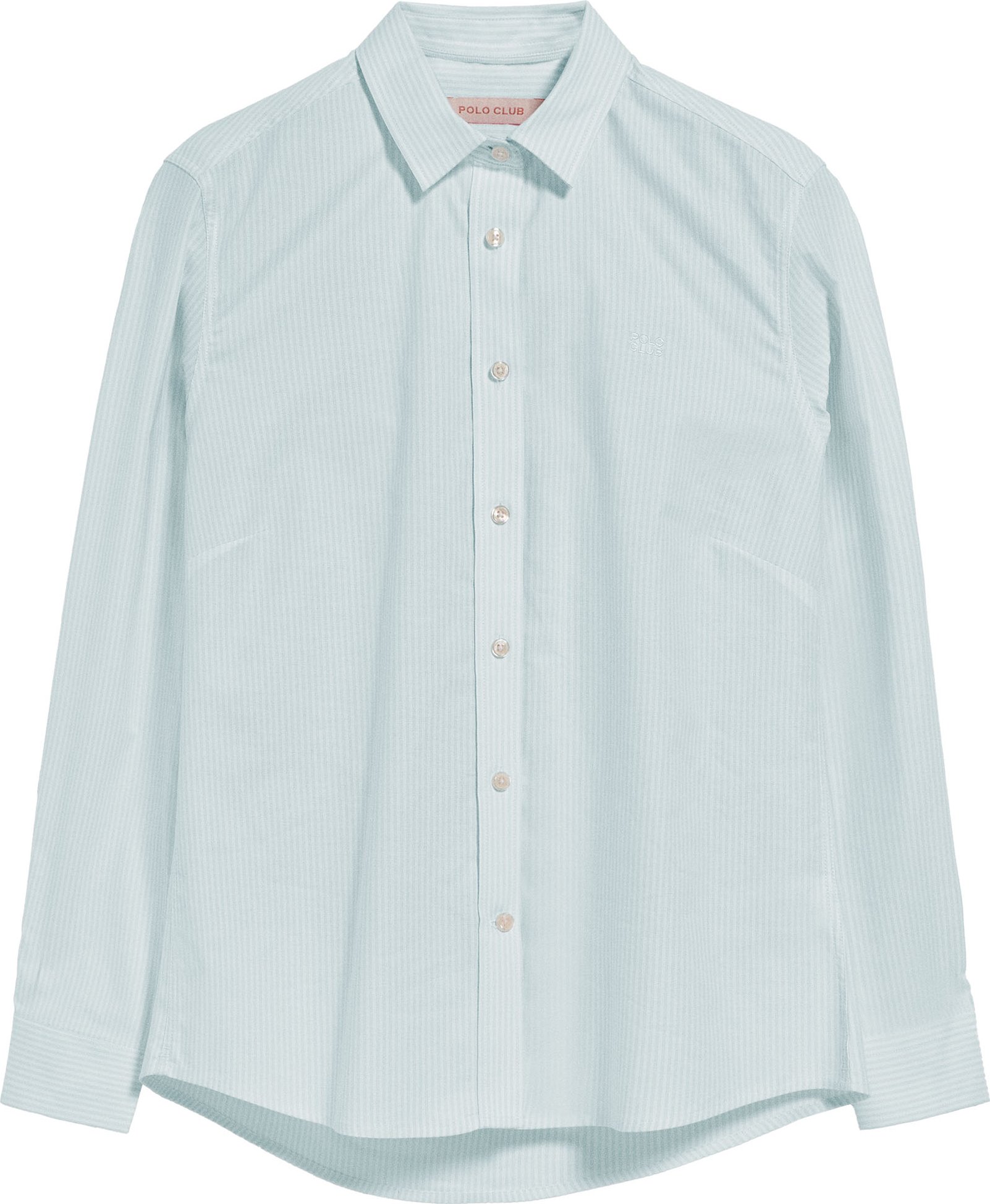 Gestreiftes Hemd aquamarin mit gesticktem Logo