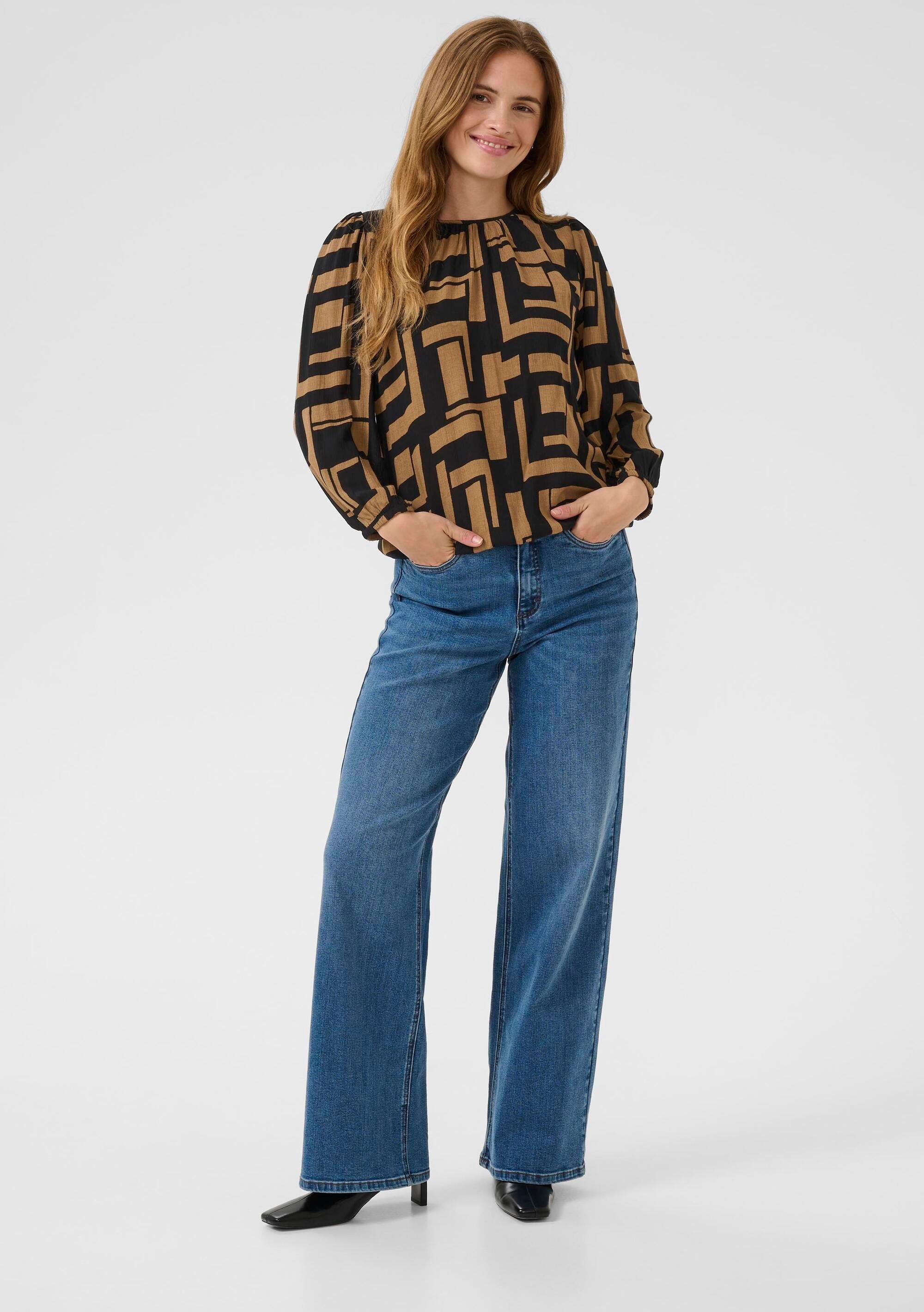 Thumbnail - Langarm-Bluse KAlorina Regular fit black brown