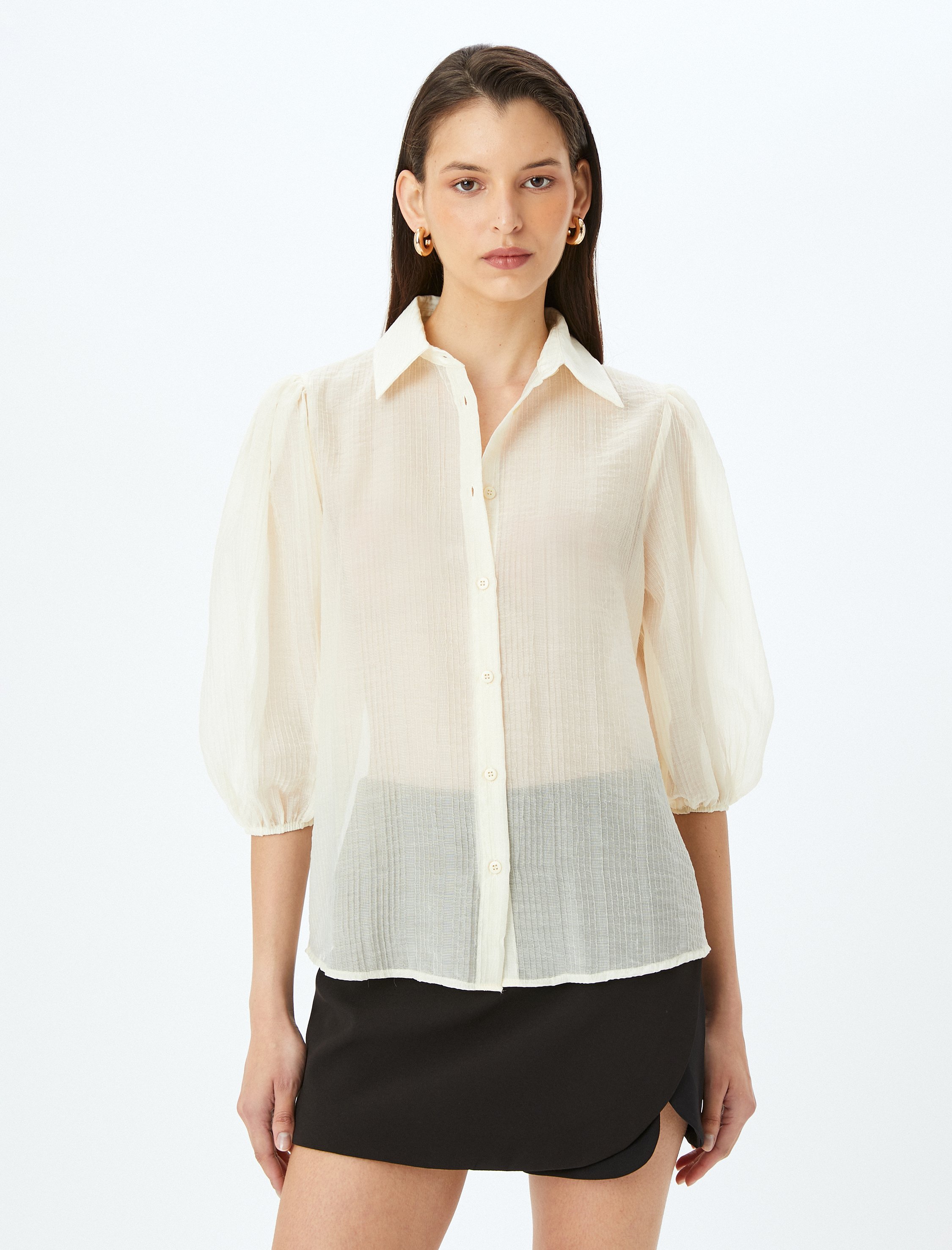 Koton Shirt Hemdkragen 3/4 Ärmel Shirt