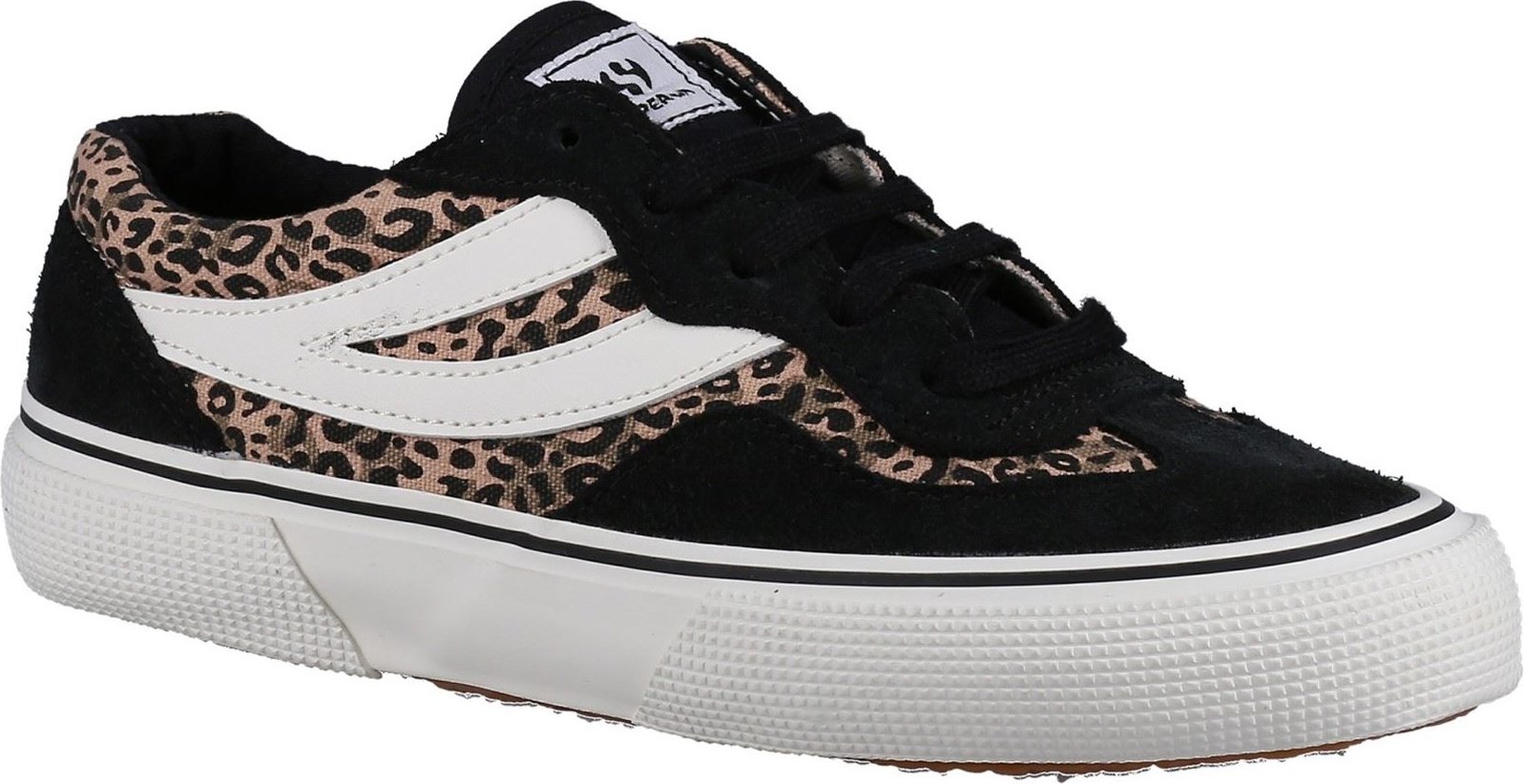 Superga 2941 Revolley Leder Damen Schwarz/Micro Leopard Turnschuhe