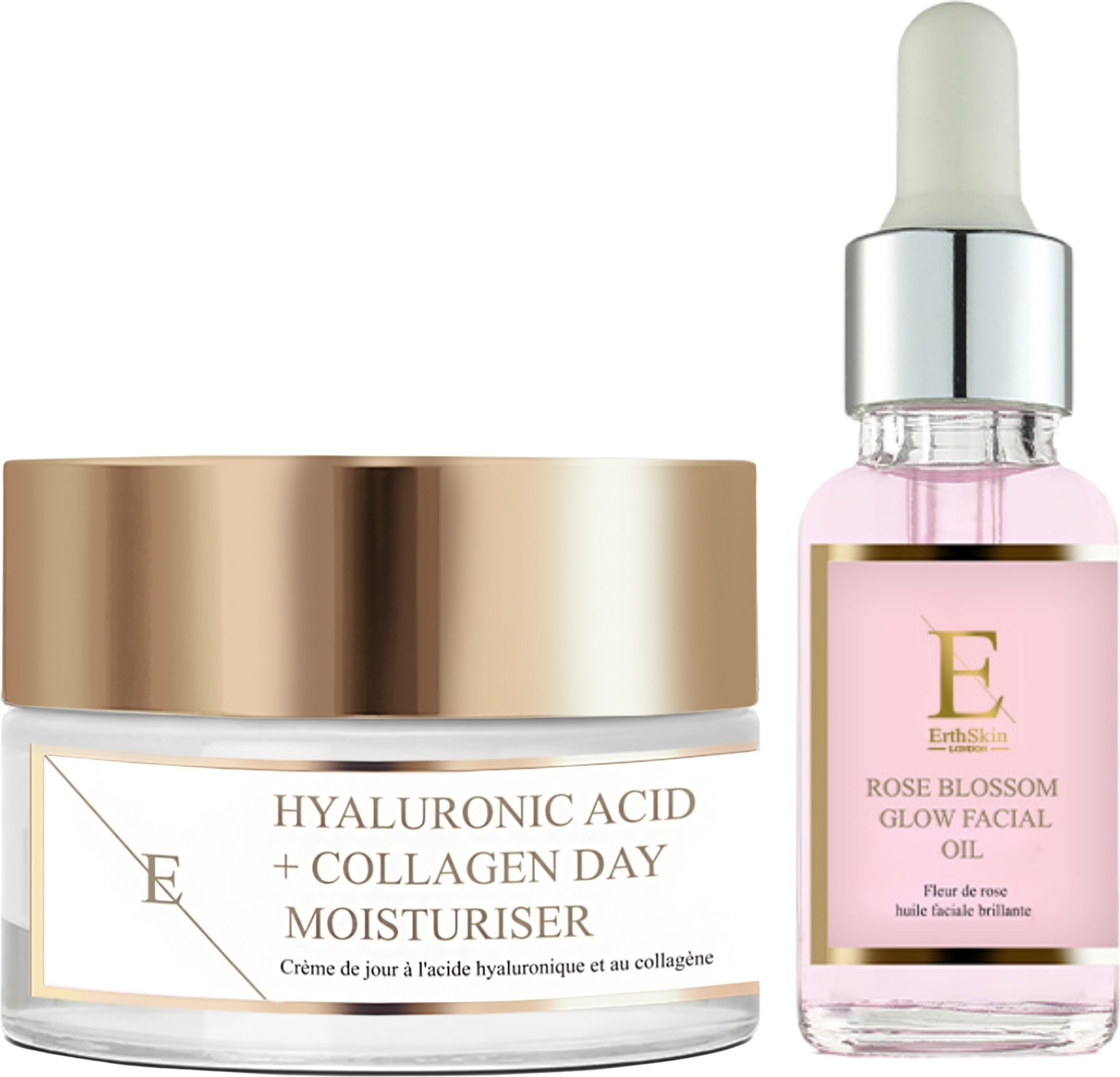 Rose Blossom Glow Gesichtsöl 30ml + Hyaluronsäure & Kollagen Tagescreme 50ml