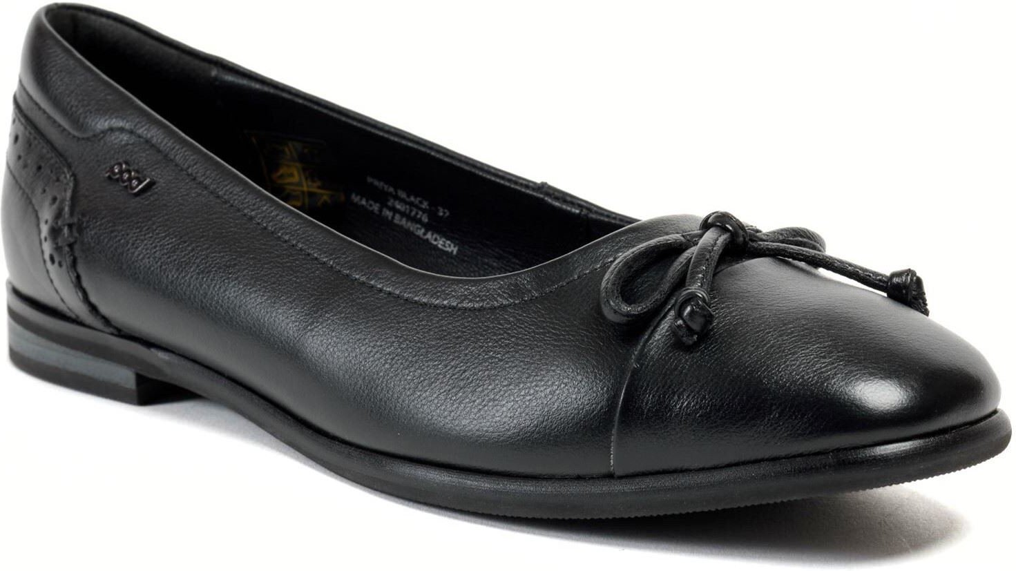 Pod Priya Leder Damen schwarze Ballerinas