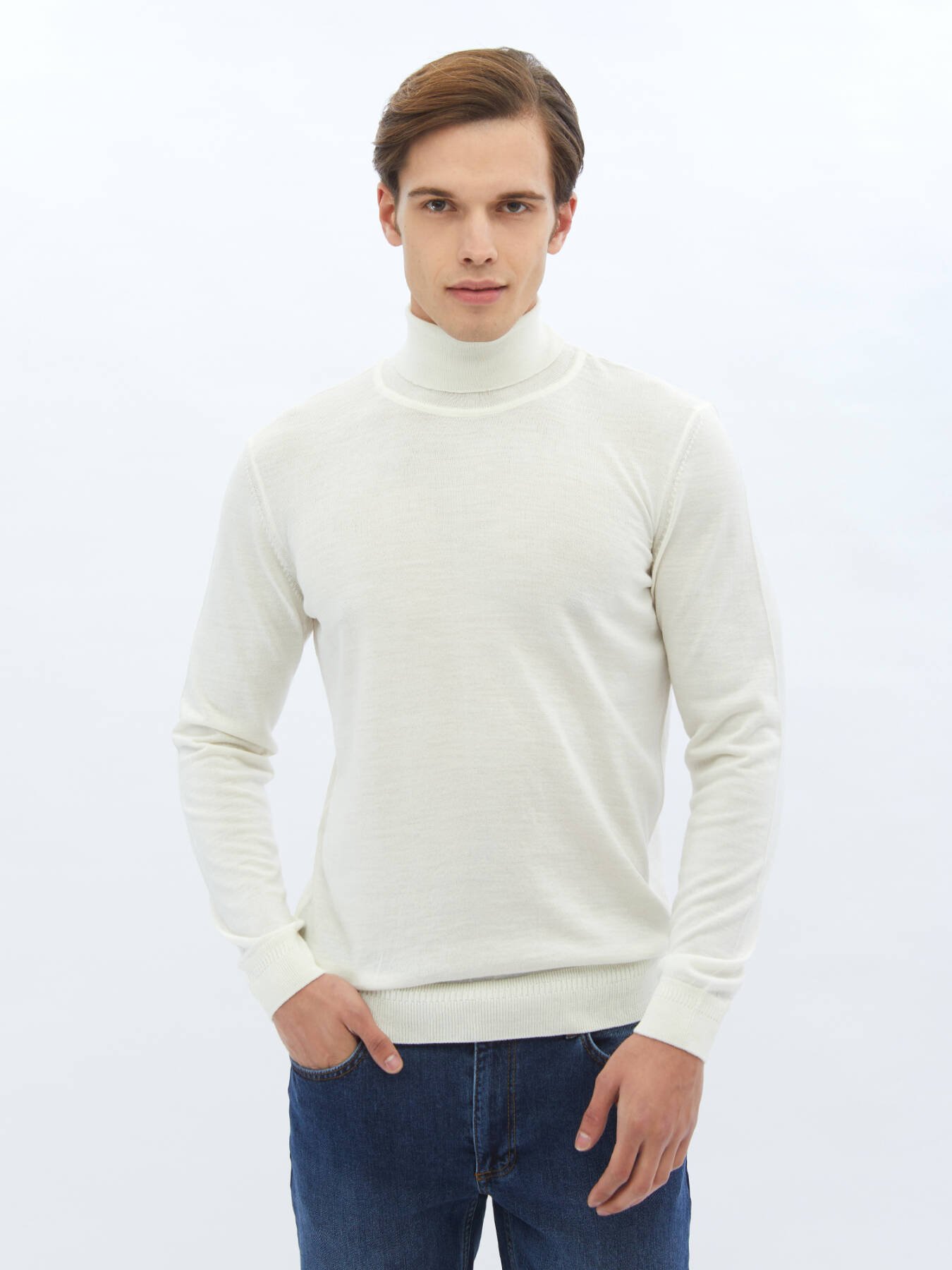 Thumbnail - Strickpullover aus schlichter Wollmischung