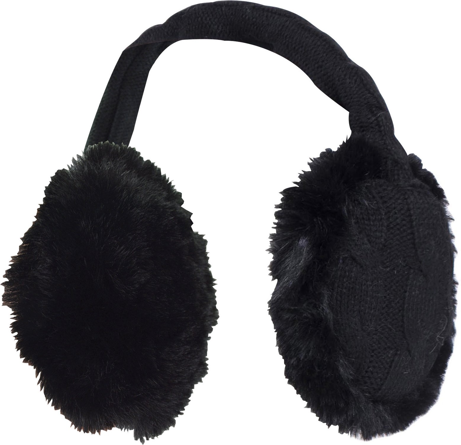 Heat Holders Damen Winter warme gestrickte Ohrenschützer | Kunstpelz | Kaltes Wetter Schwarz