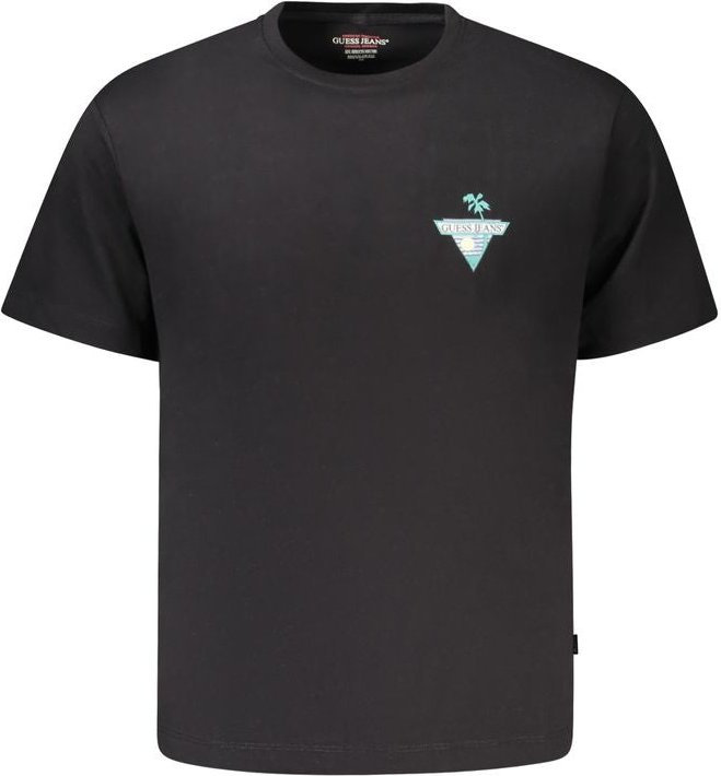 Guess Jeans Schwarzes Herren-T-Shirt aus Bio-Baumwolle