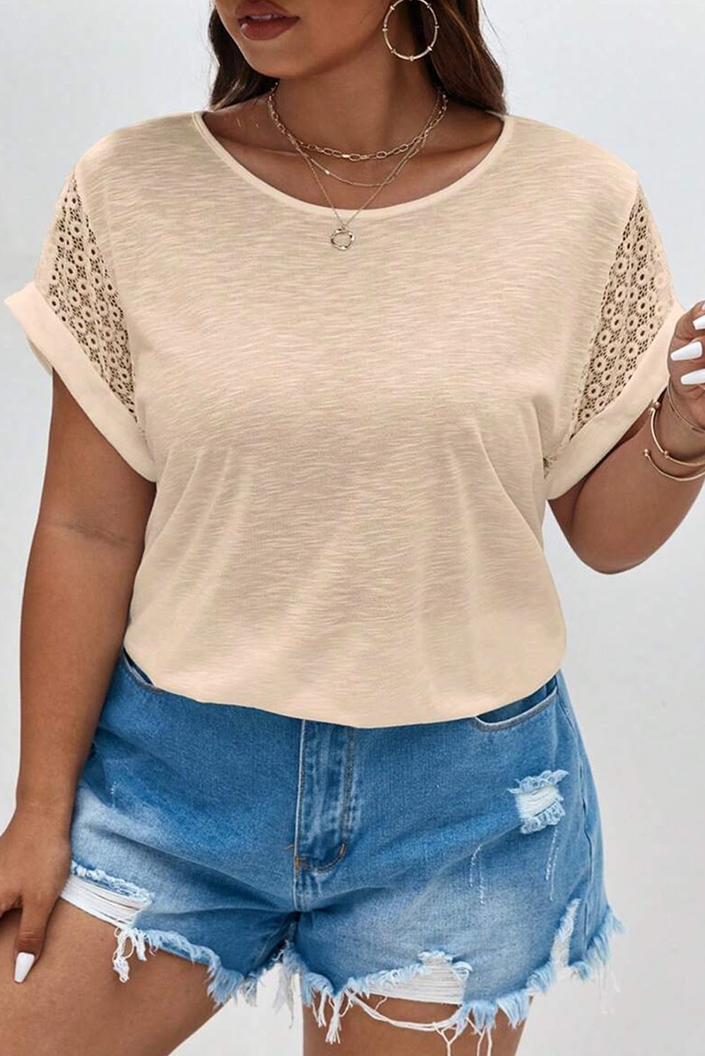 Plus Size Spitzenärmeltop