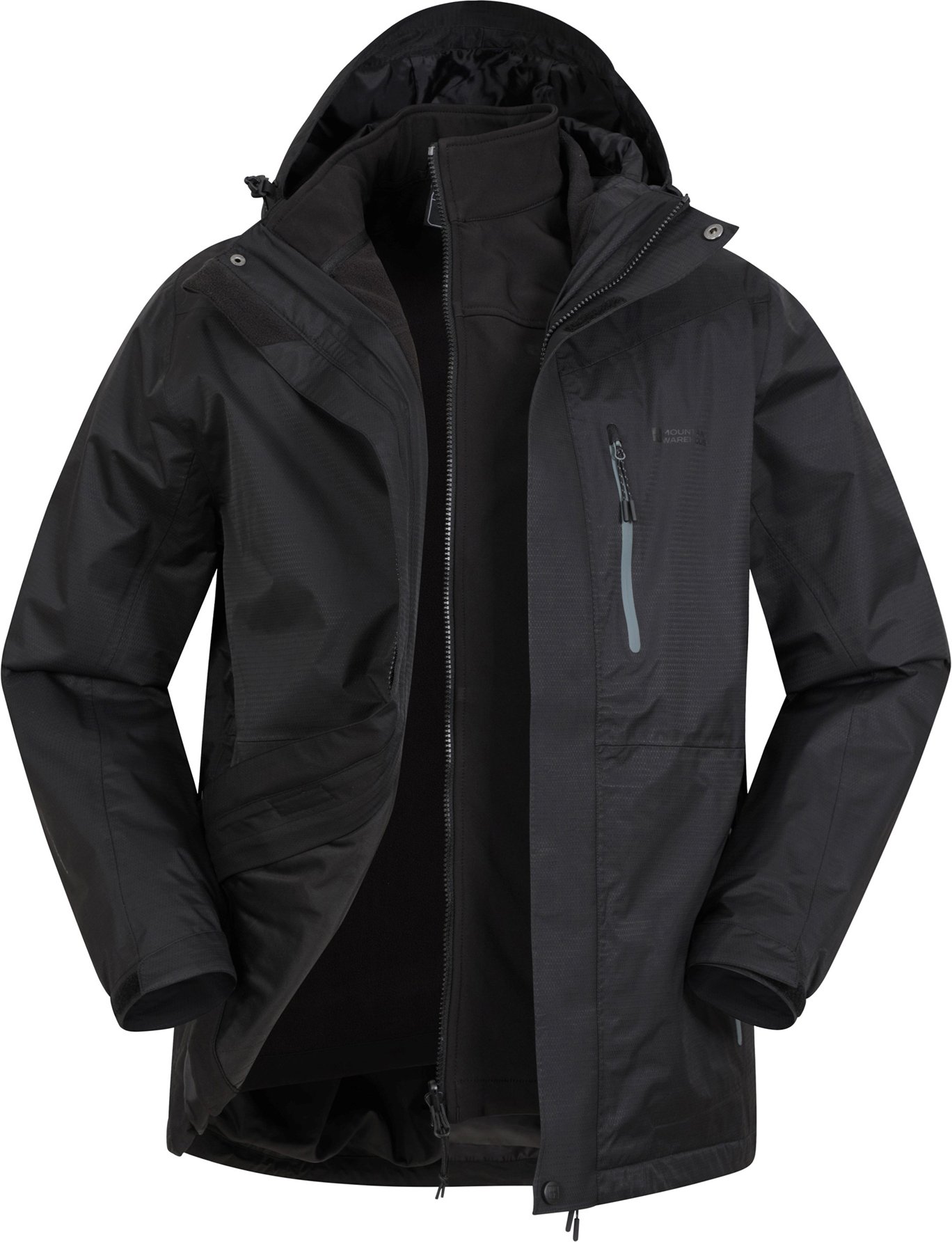 Mountain Warehouse - "Bracken Extreme" Jacke, wasserfest 3 in 1 für Herren (Schwarz)