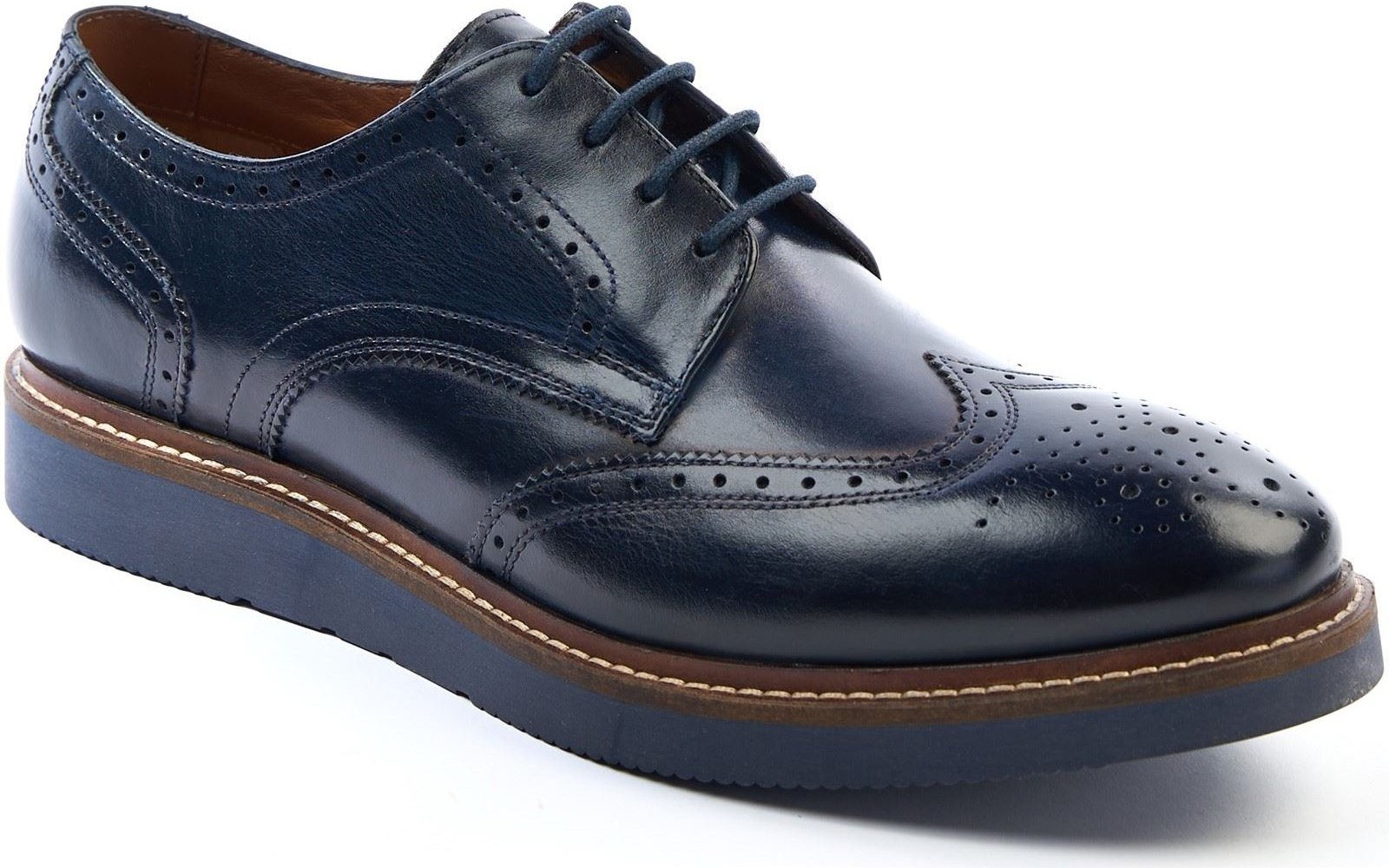 Thumbnail - Base London Joe Leder Herren Navy Brogues Schuhe