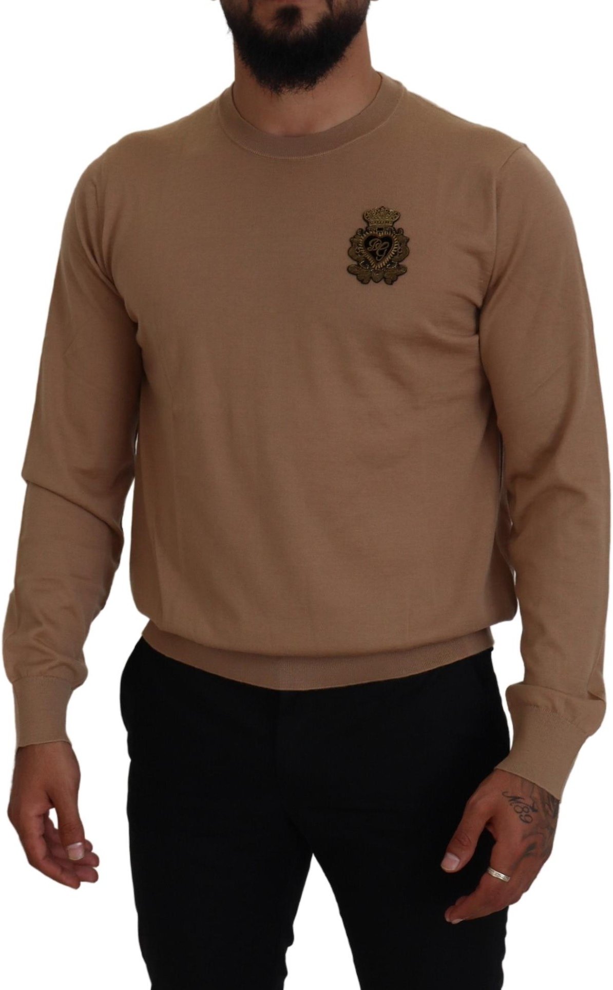 Crewneck-Pullover Beige Emblem