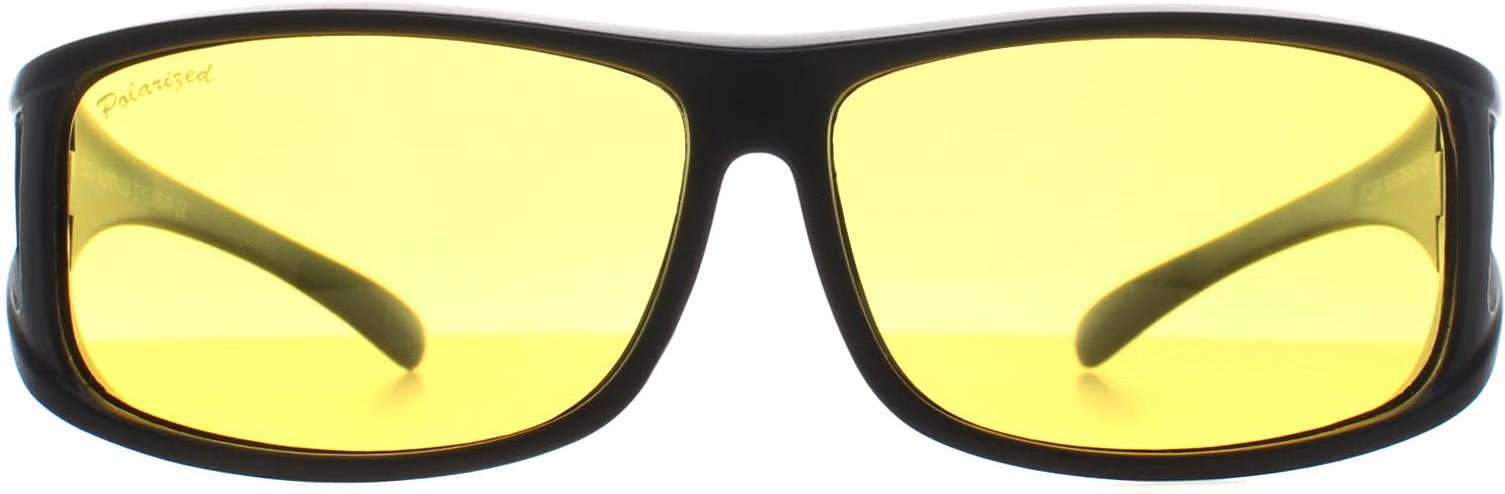 Montana Rectangle Unisex Matte Schwarz Gelb Polarized FO5 Fit Over Glasses Night Driving Sunglasses