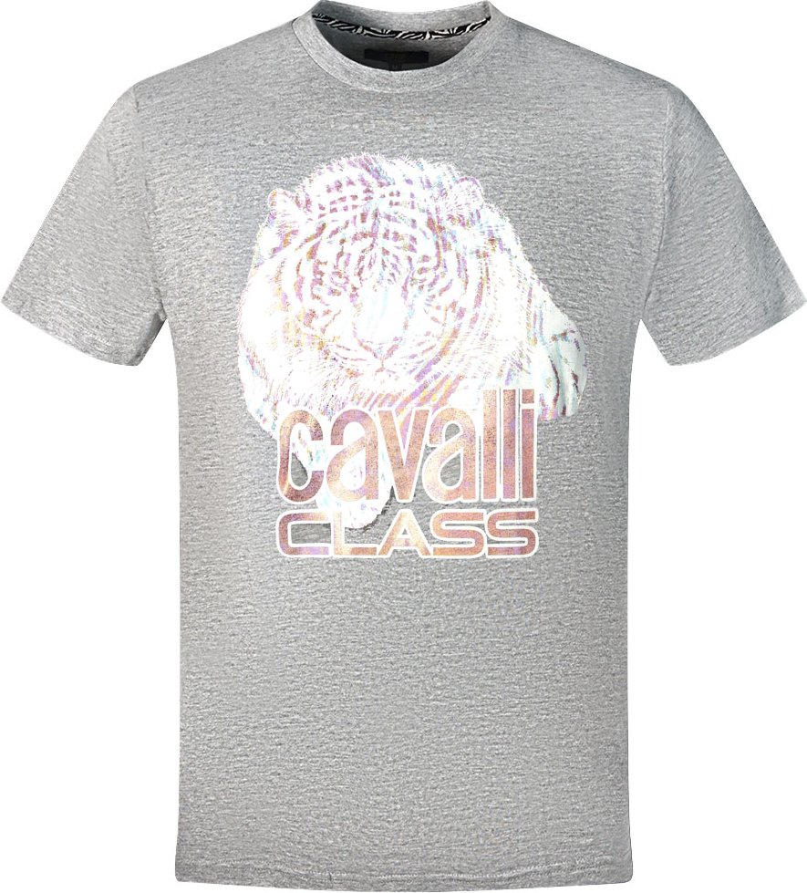 Cavalli Class Großes Tigerlogo Graues T-Shirt
