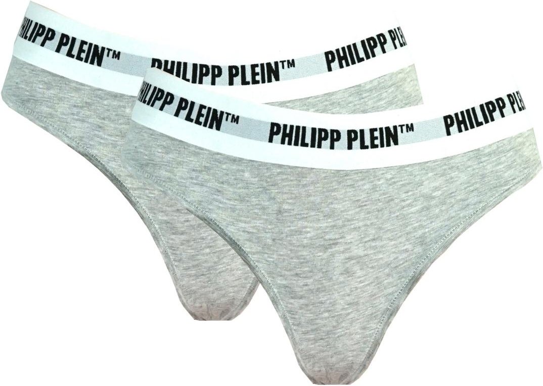 Philipp Plein Grauer Tanga im Doppelpack