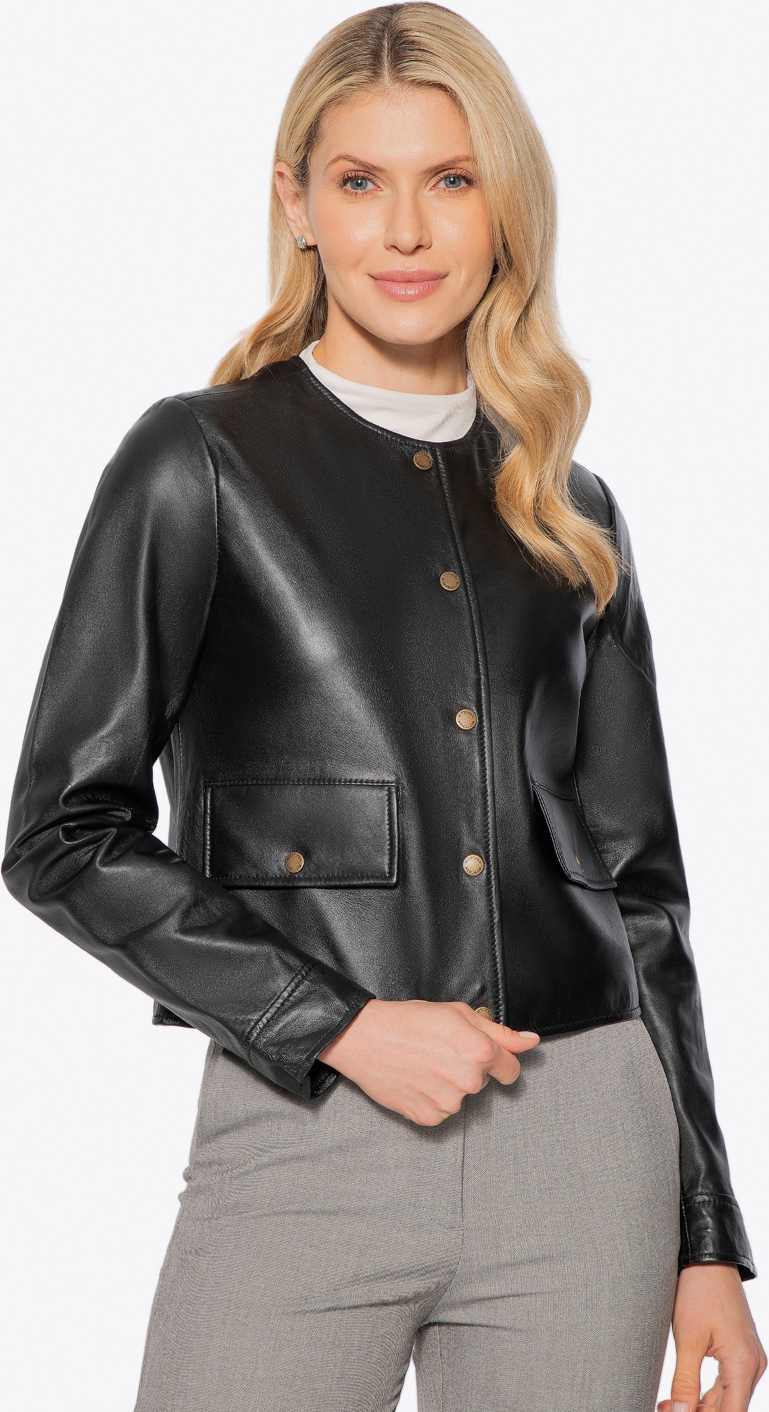 Wittchen Damen-Lederjacke, gerader Schnitt, Schwarz, Naturleder