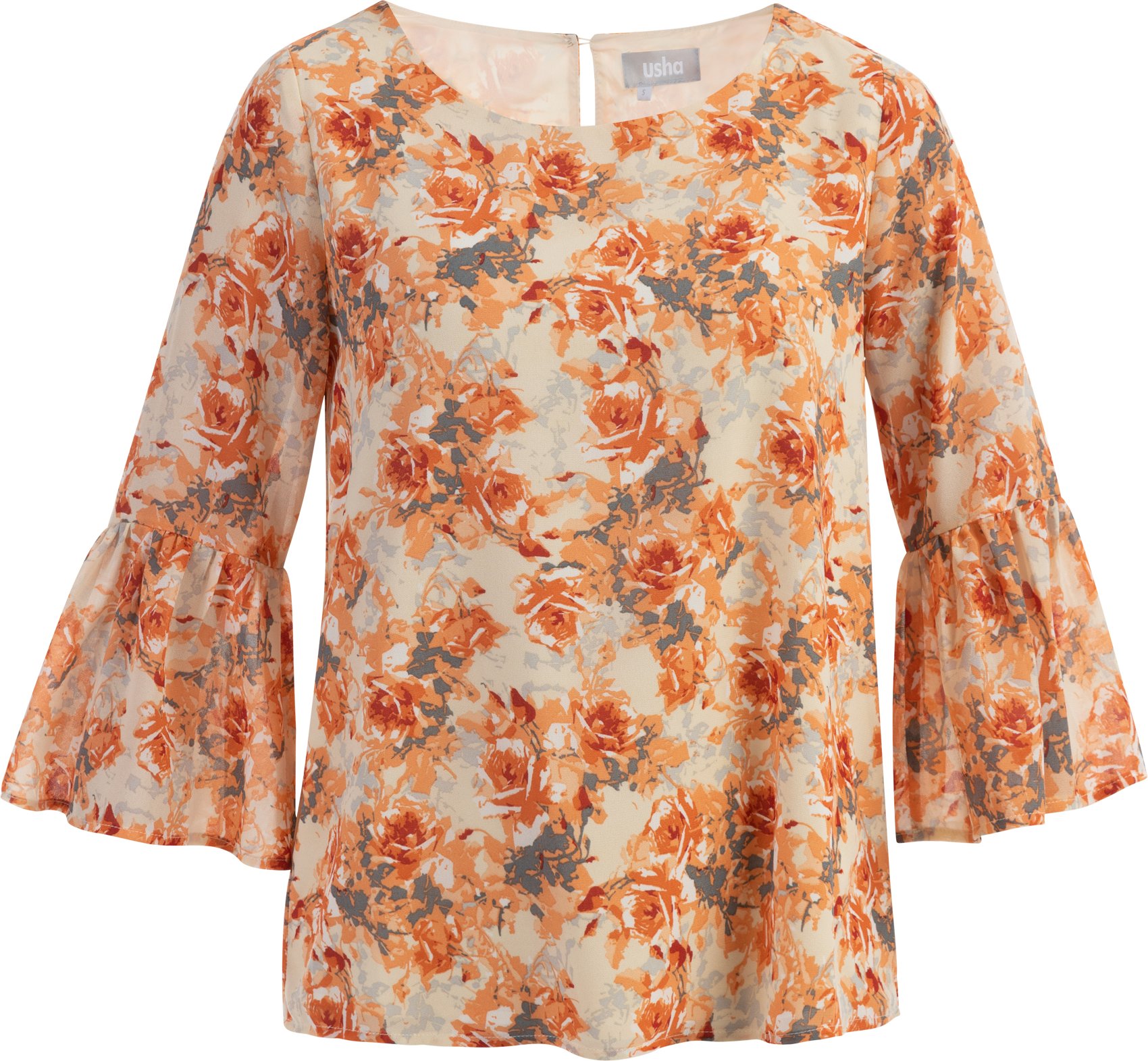 usha Bluse Damen Orange Hellgelb