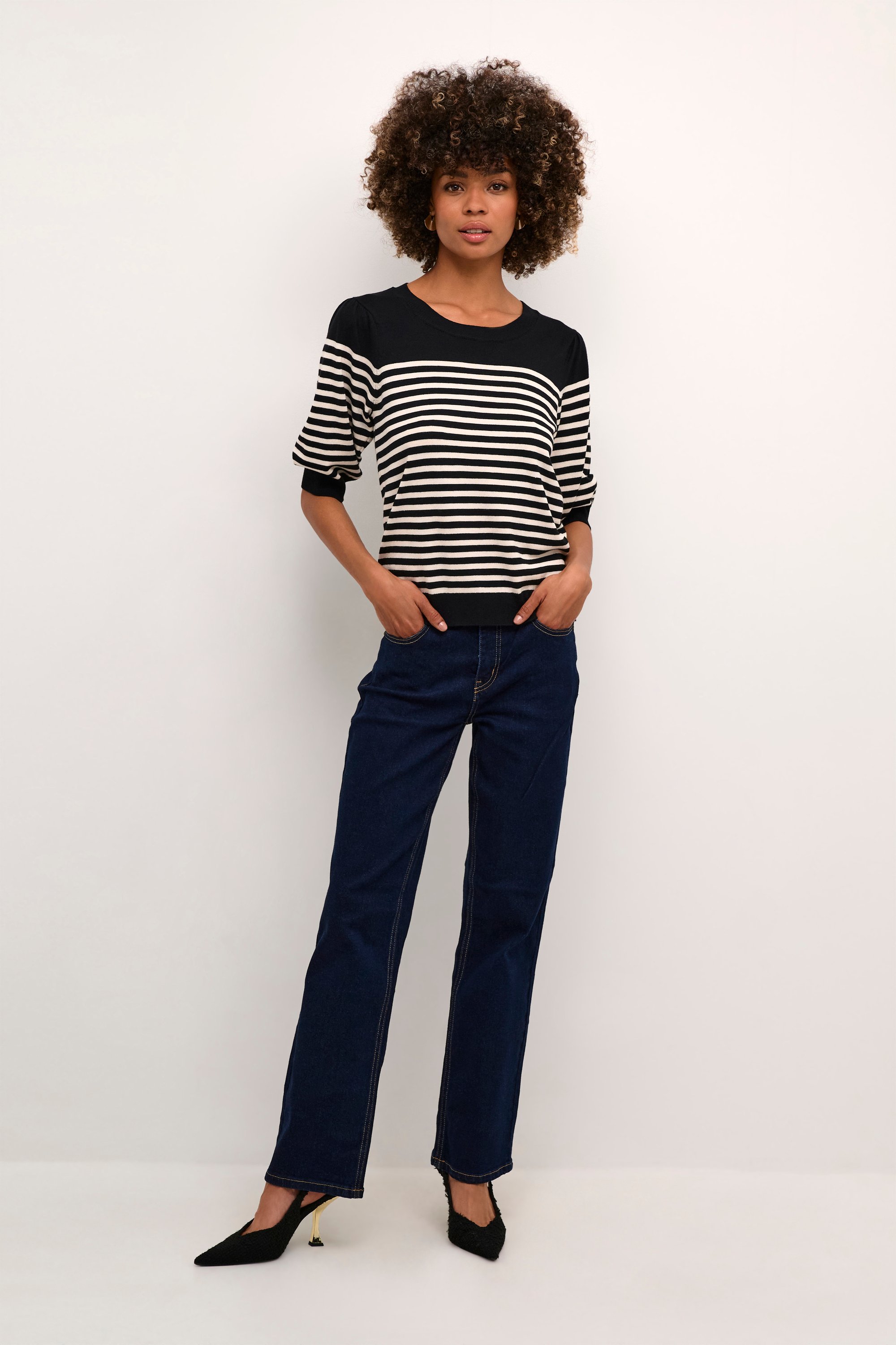 Thumbnail - Strickpullover Classic fit black offwhite