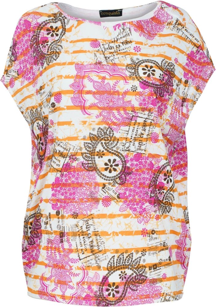 Übergroße eiförmige Bluse aus Baumwoll-Ripstop mit Ethno-Print