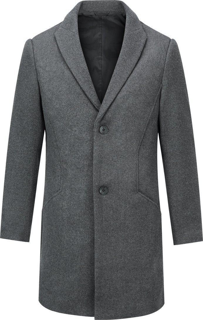 Herren Lang Slim Fit Winter Warm Business Wollmantel Grau