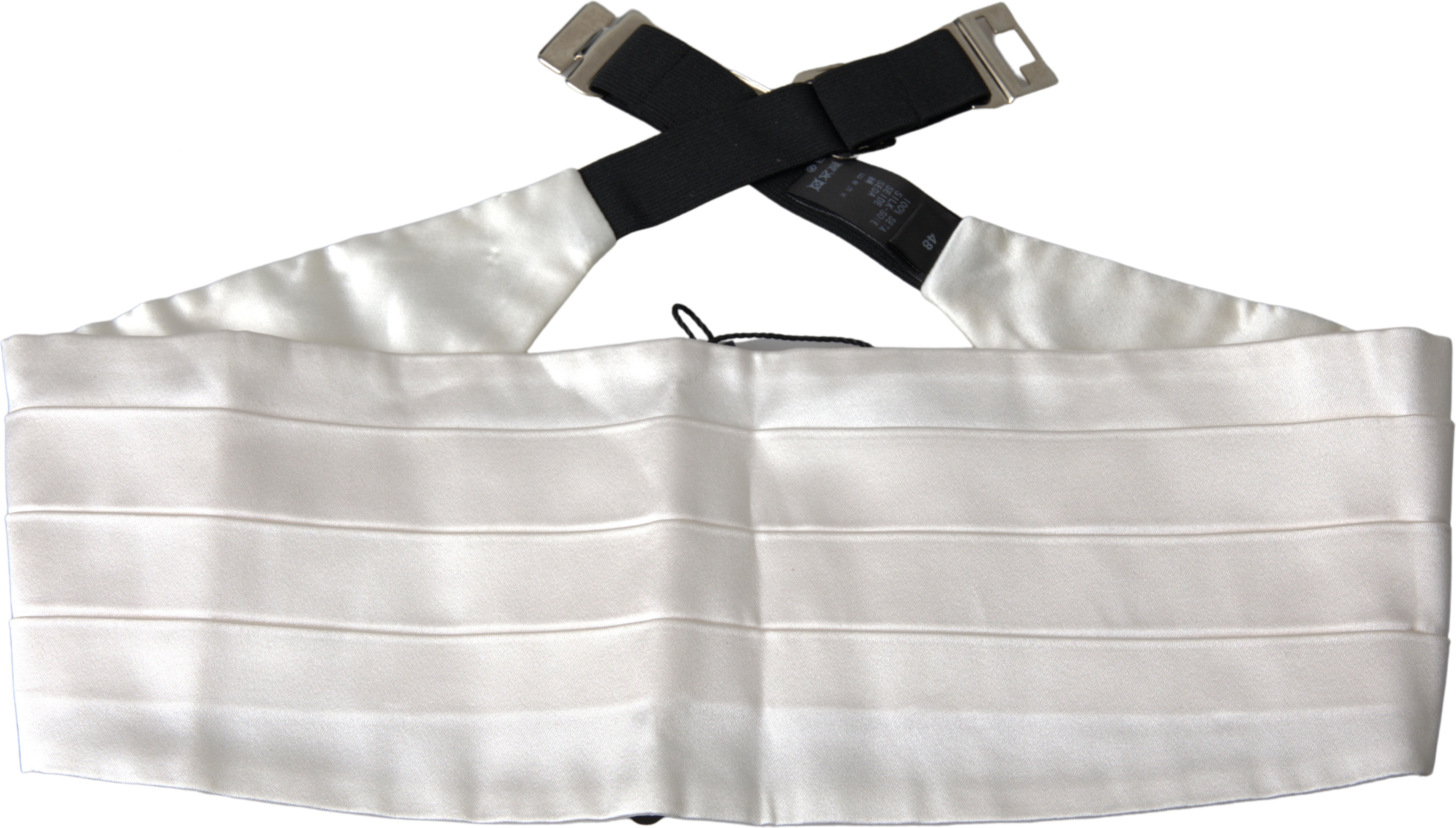 Weißes Seiden-Samtkummerbund mit Faltenstil