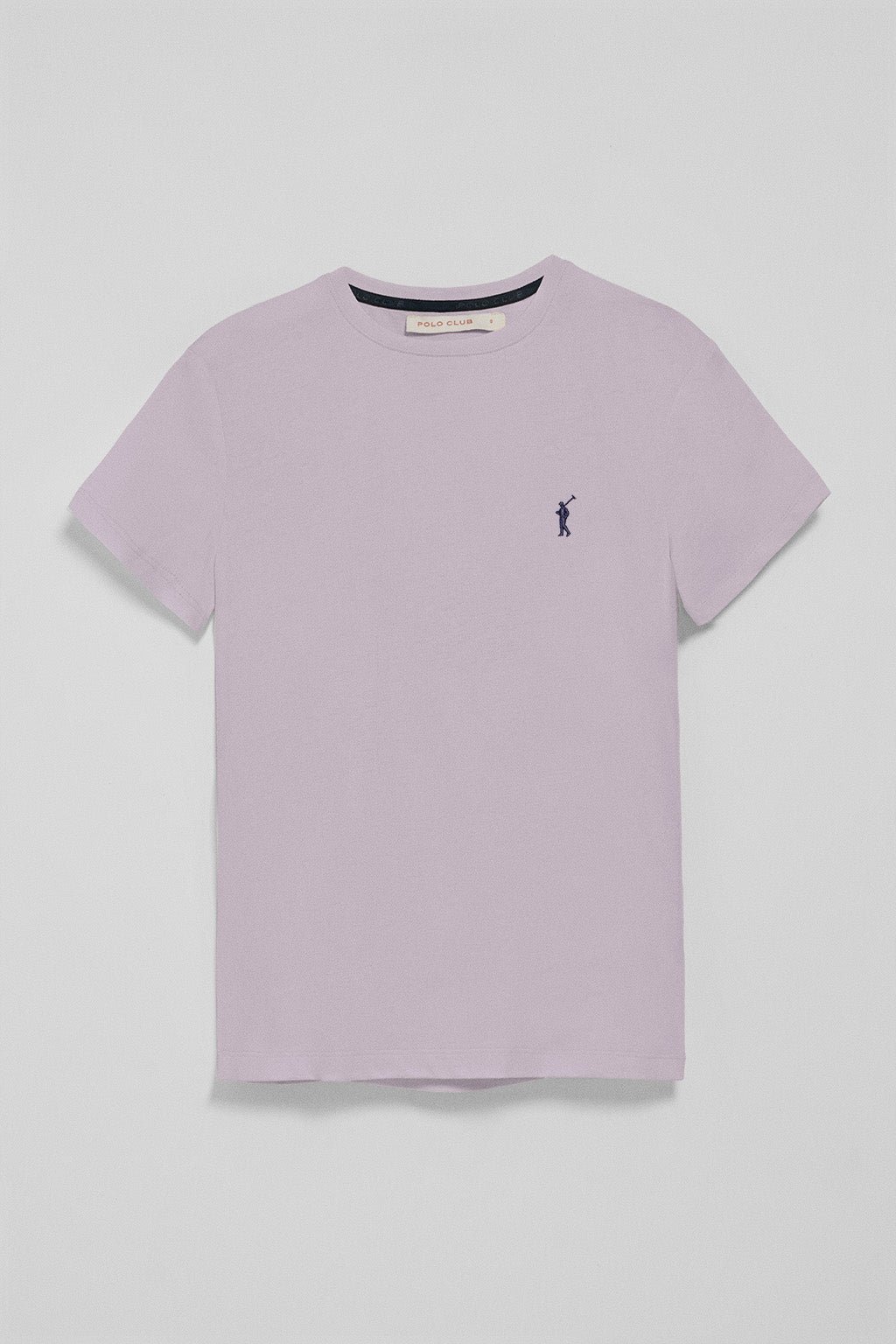 T-Shirt lavendelfarben mit Rundhalsausschnitt und gesticktem Rigby Go-Logo