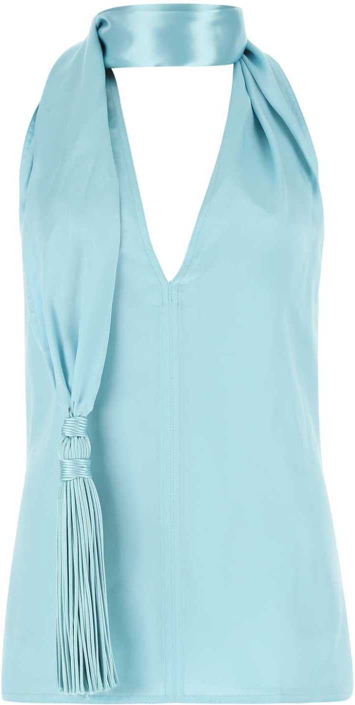 Pastell Hellblau Satin Top