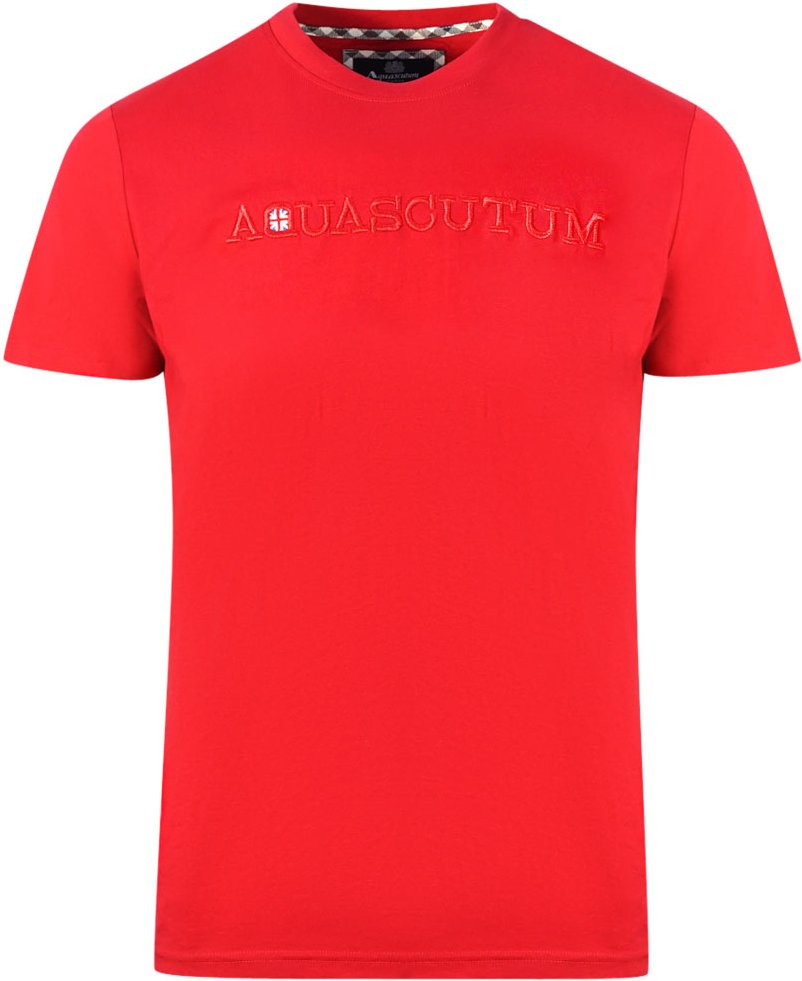Aquascutum Brand Embossed Logo Rotes T-Shirt