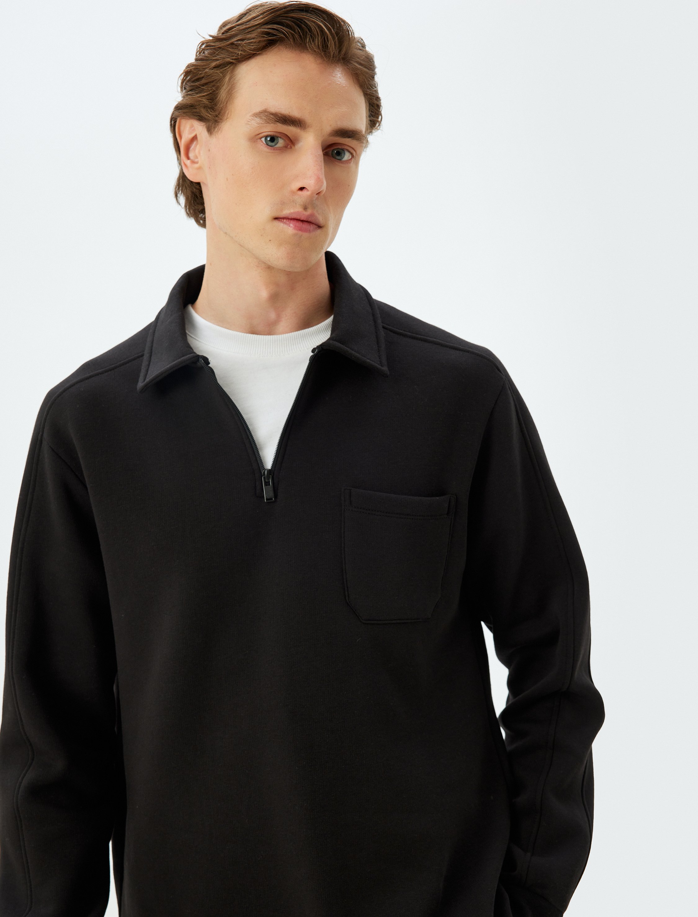 Koton Sweatshirt Polokragen Mit Taschendetail Sweatshirt