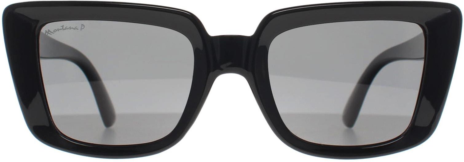 Thumbnail - Montana Rectangle Womens Shiny Black Smoke Polarized MP193