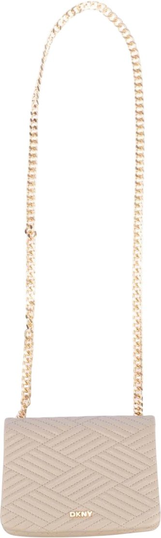 DKNY - "Deedra" Umhängetasche, Leder, Oberteil mit Klappe (Beige)