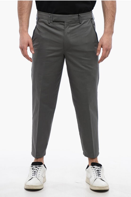 Chinohose aus Baumwollmischung mit elastischen Bündchen in Grau